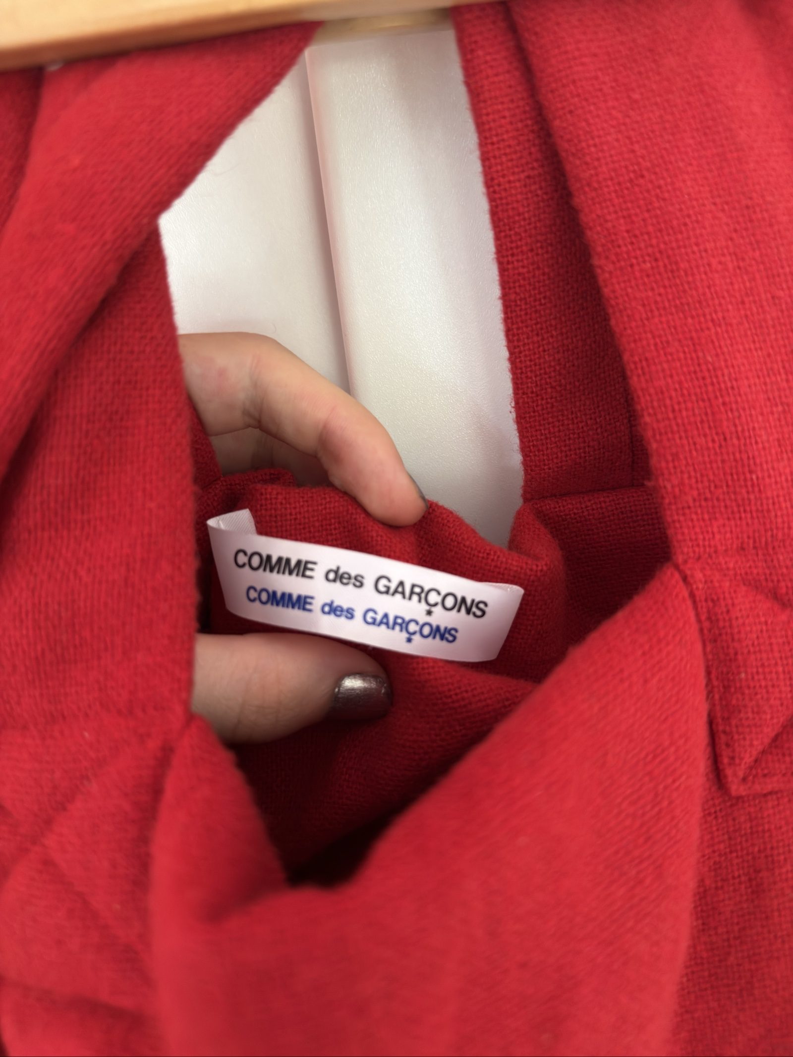 COMME des GARÇONS Red Tote Bag Wool Nylon Polyester image 3