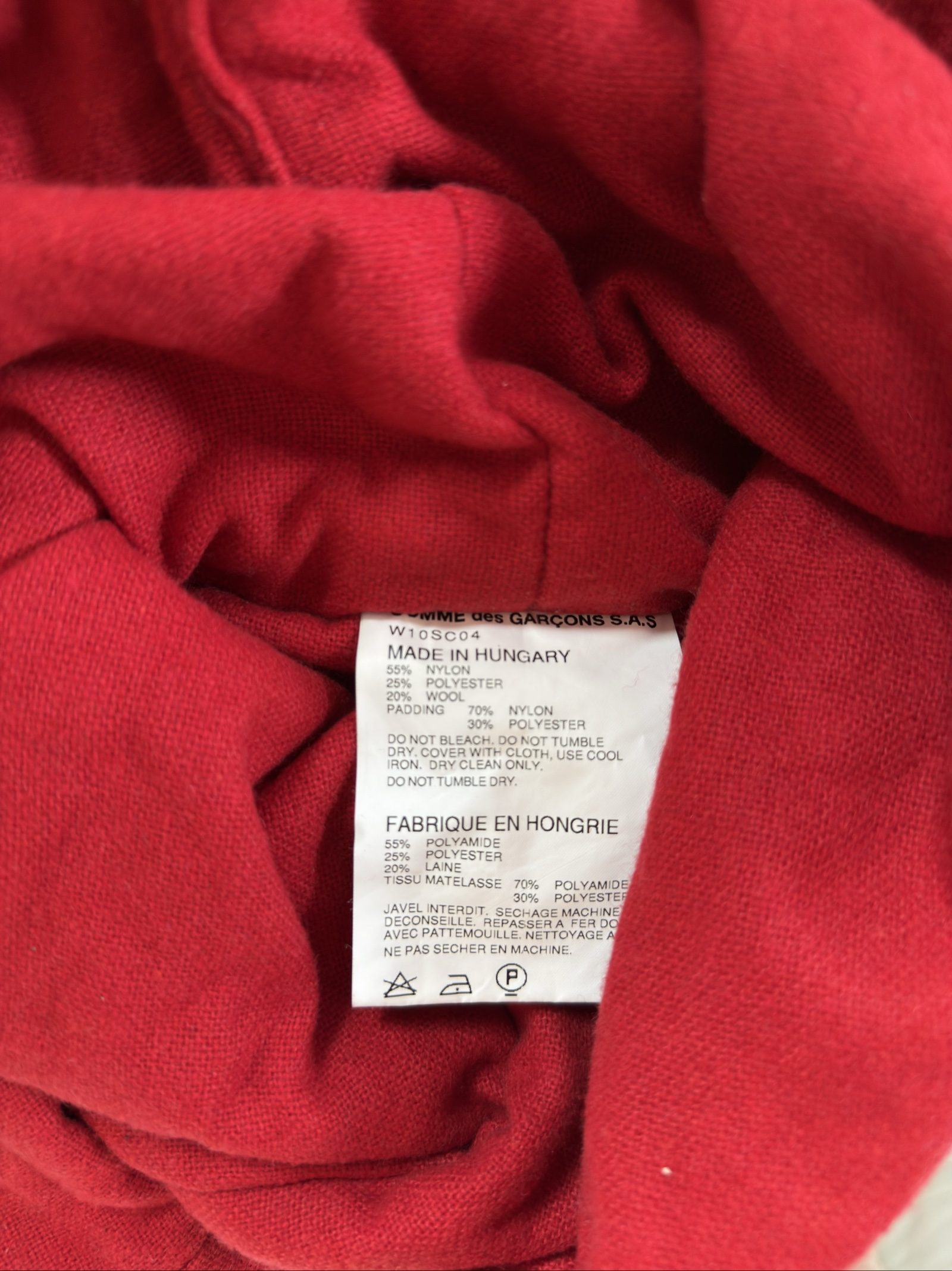 COMME des GARÇONS Red Tote Bag Wool Nylon Polyester image 4