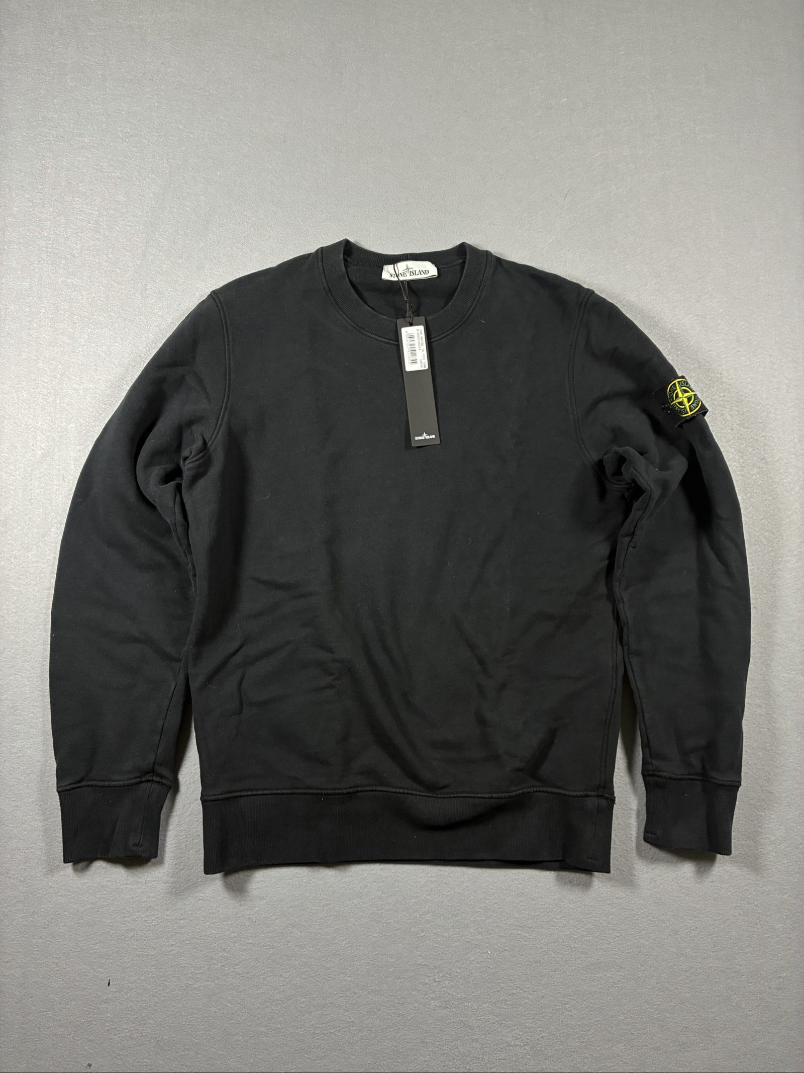 Stone Island Black Cotton Sweatshirt Small Crewneck Pocket Patch