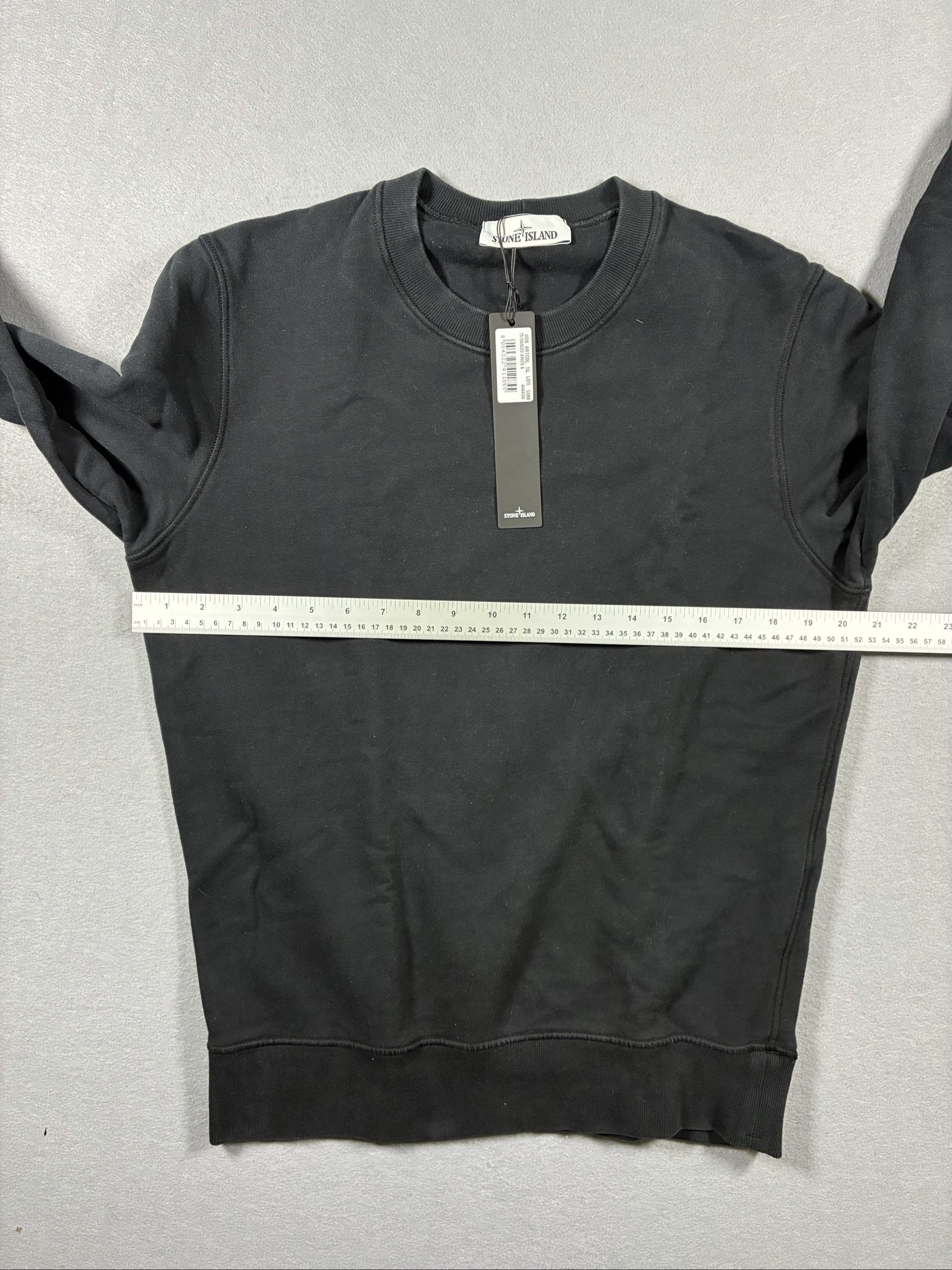 Stone Island Black Cotton Sweatshirt Small Crewneck Pocket Patch image 5