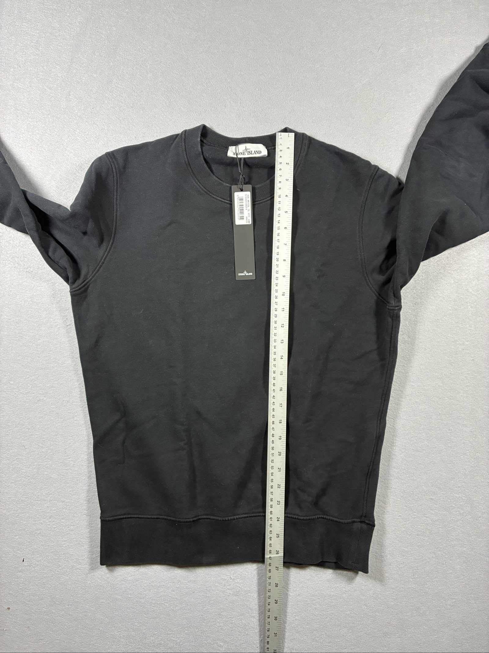 Stone Island Black Cotton Sweatshirt Small Crewneck Pocket Patch image 7