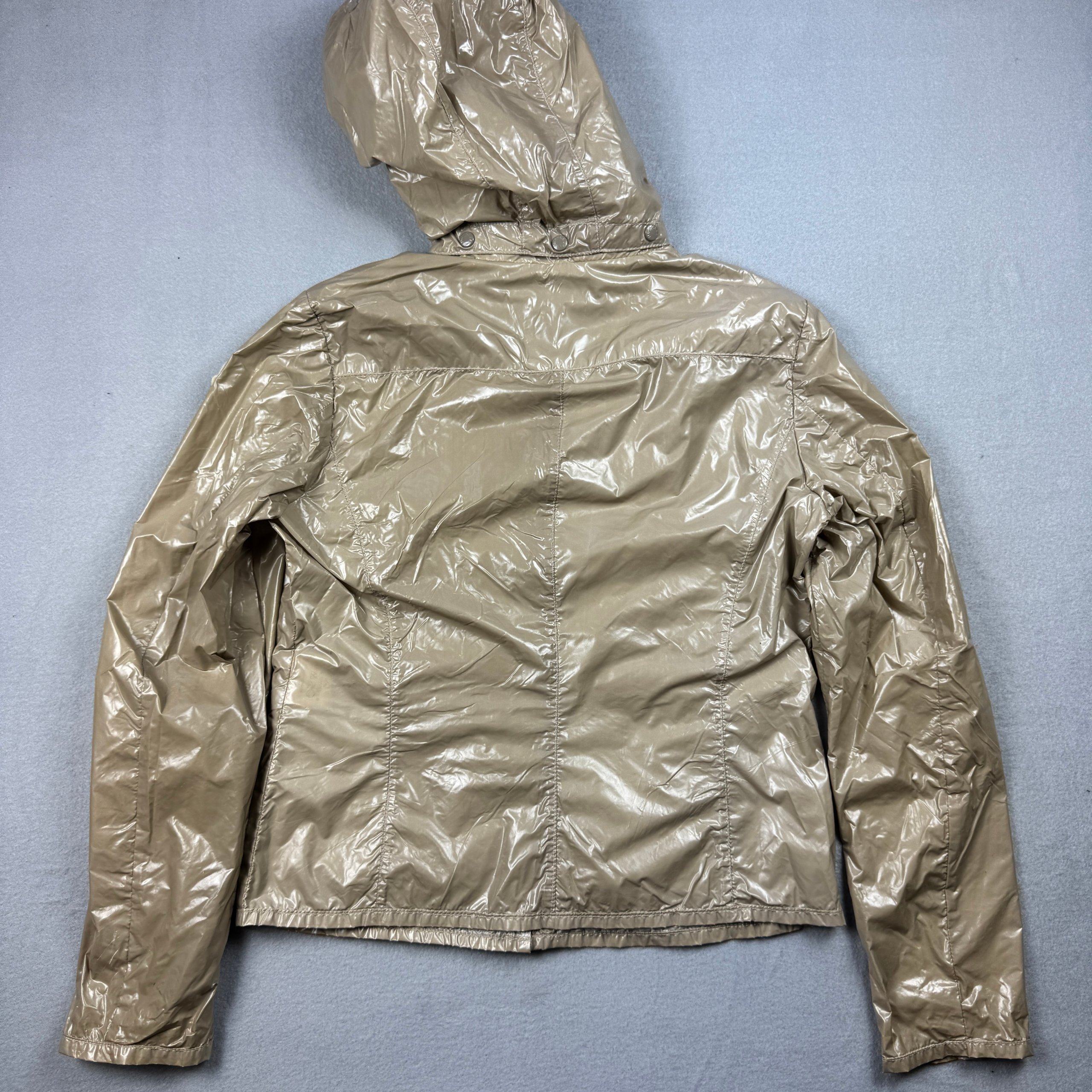 Women`s Moncler Z8E0182 Beige Lightweight Hooded Raincoat Jacket Size 1 / S image 3