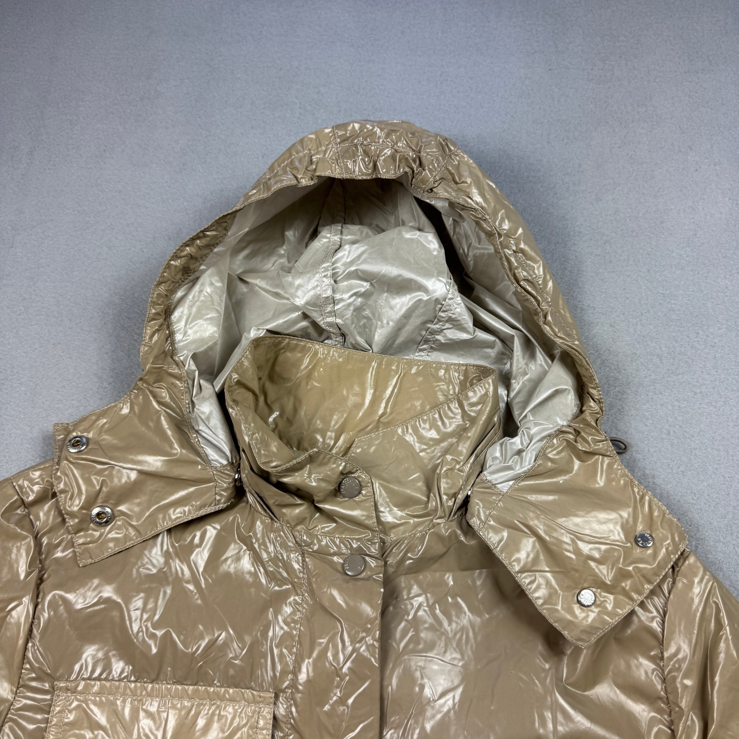 Women`s Moncler Z8E0182 Beige Lightweight Hooded Raincoat Jacket Size 1 / S image 8