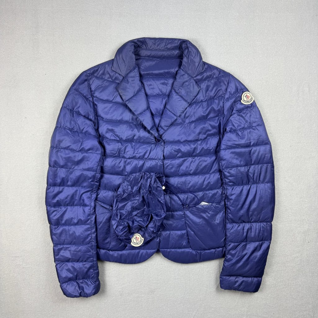 Women`s Moncler Lisette Navy Quilted Ultralight Down Blazer Jacket Small Size 1 / S