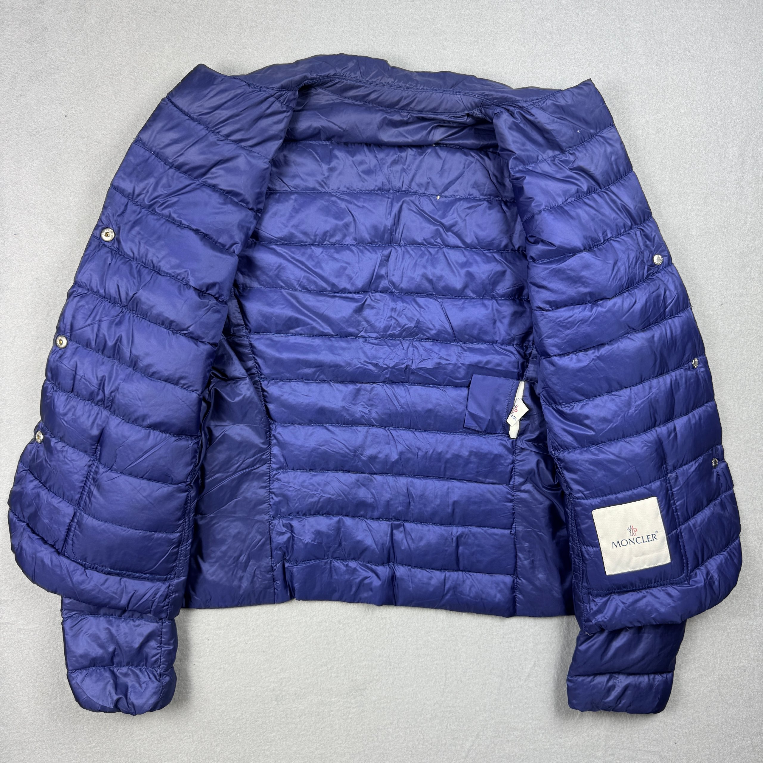 Women`s Moncler Lisette Navy Quilted Ultralight Down Blazer Jacket Small Size 1 / S image 4