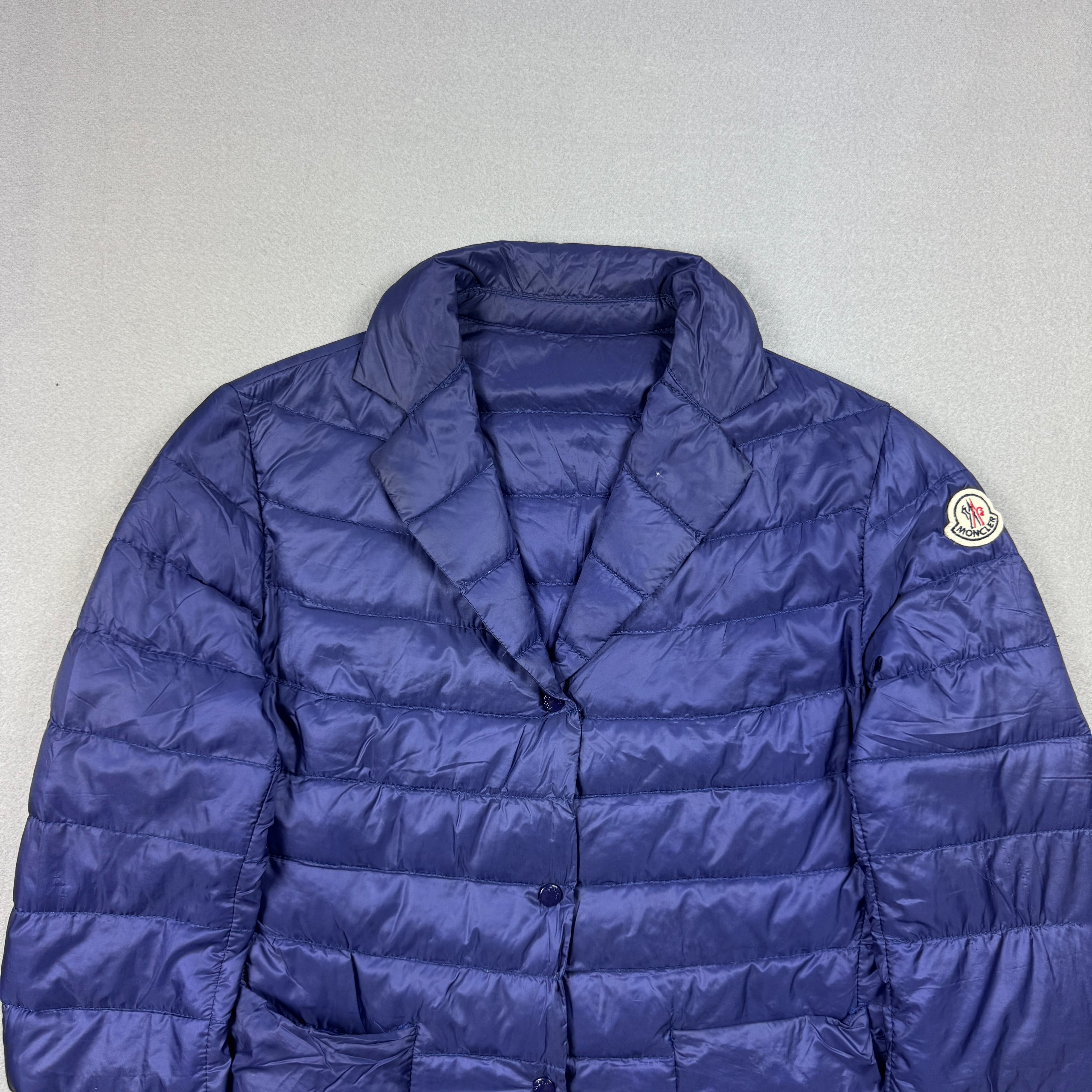 Women`s Moncler Lisette Navy Quilted Ultralight Down Blazer Jacket Small Size 1 / S image 5