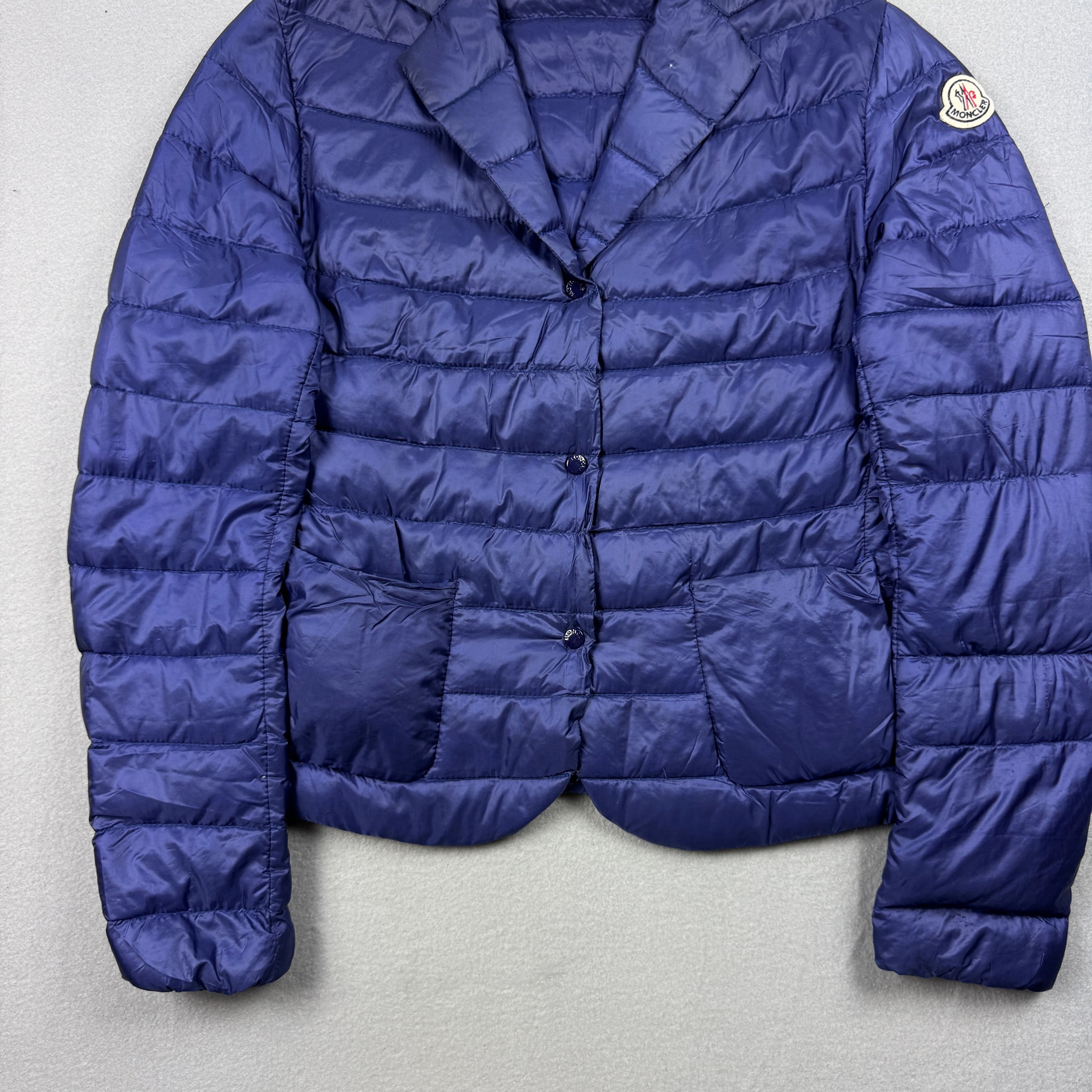 Women`s Moncler Lisette Navy Quilted Ultralight Down Blazer Jacket Small Size 1 / S image 6