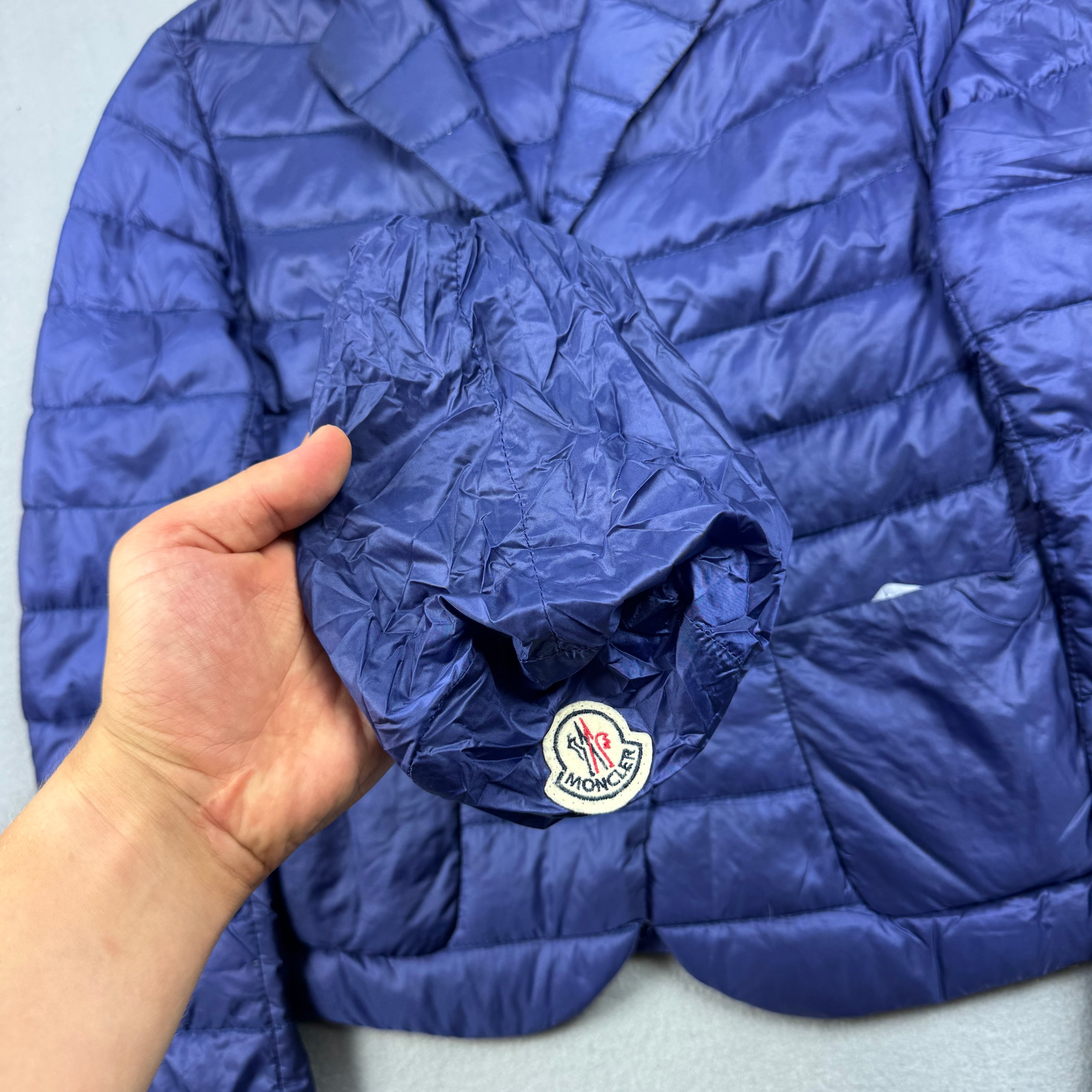 Women`s Moncler Lisette Navy Quilted Ultralight Down Blazer Jacket Small Size 1 / S image 8