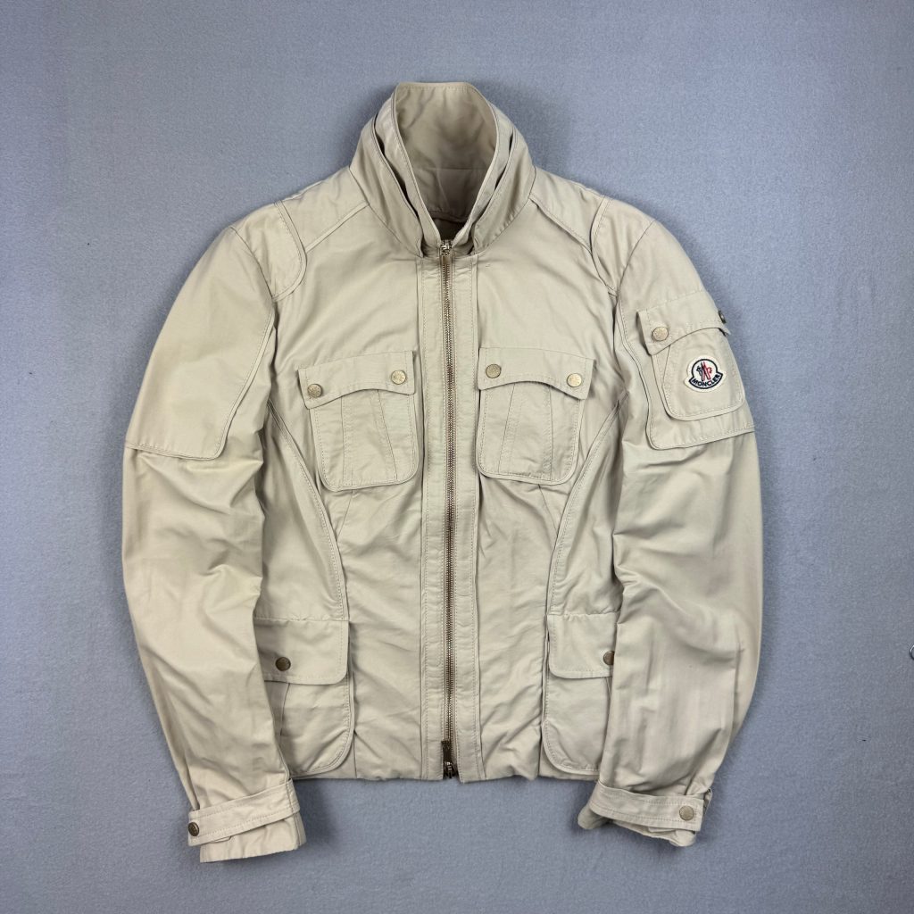 Women`s Moncler Z7E002 Beige Cotton Blend Lightweight Jacket Size 1 / S