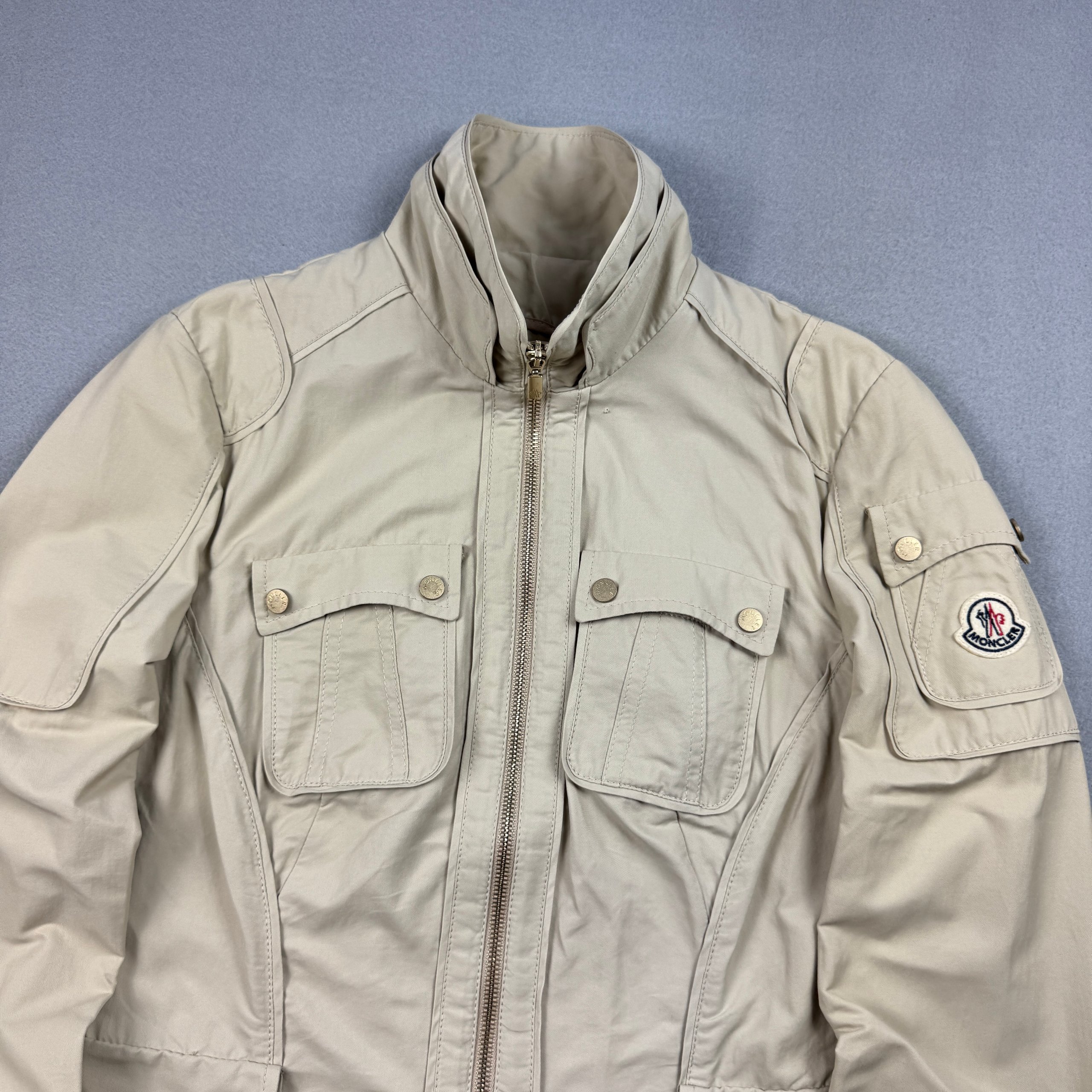 Women`s Moncler Z7E002 Beige Cotton Blend Lightweight Jacket Size 1 / S image 2