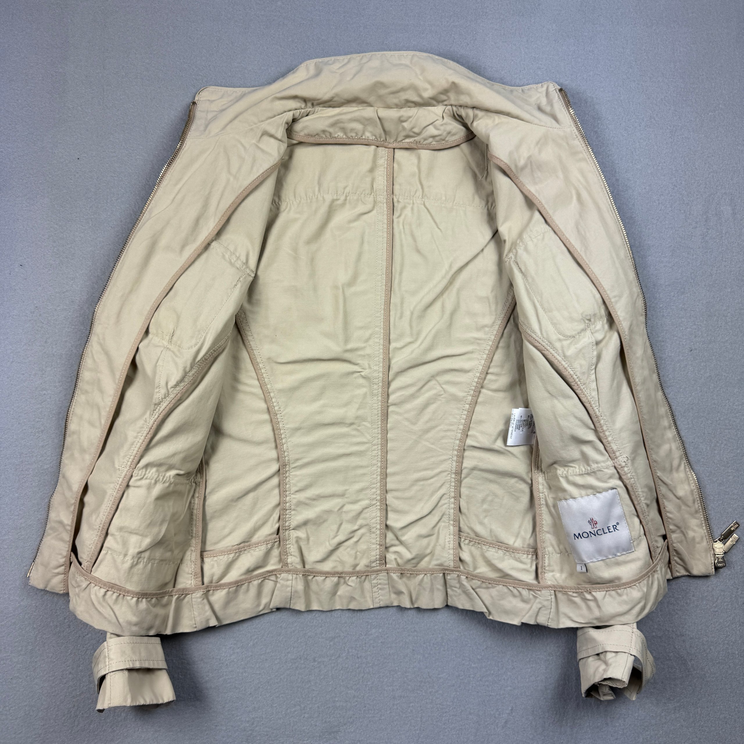Women`s Moncler Z7E002 Beige Cotton Blend Lightweight Jacket Size 1 / S image 6