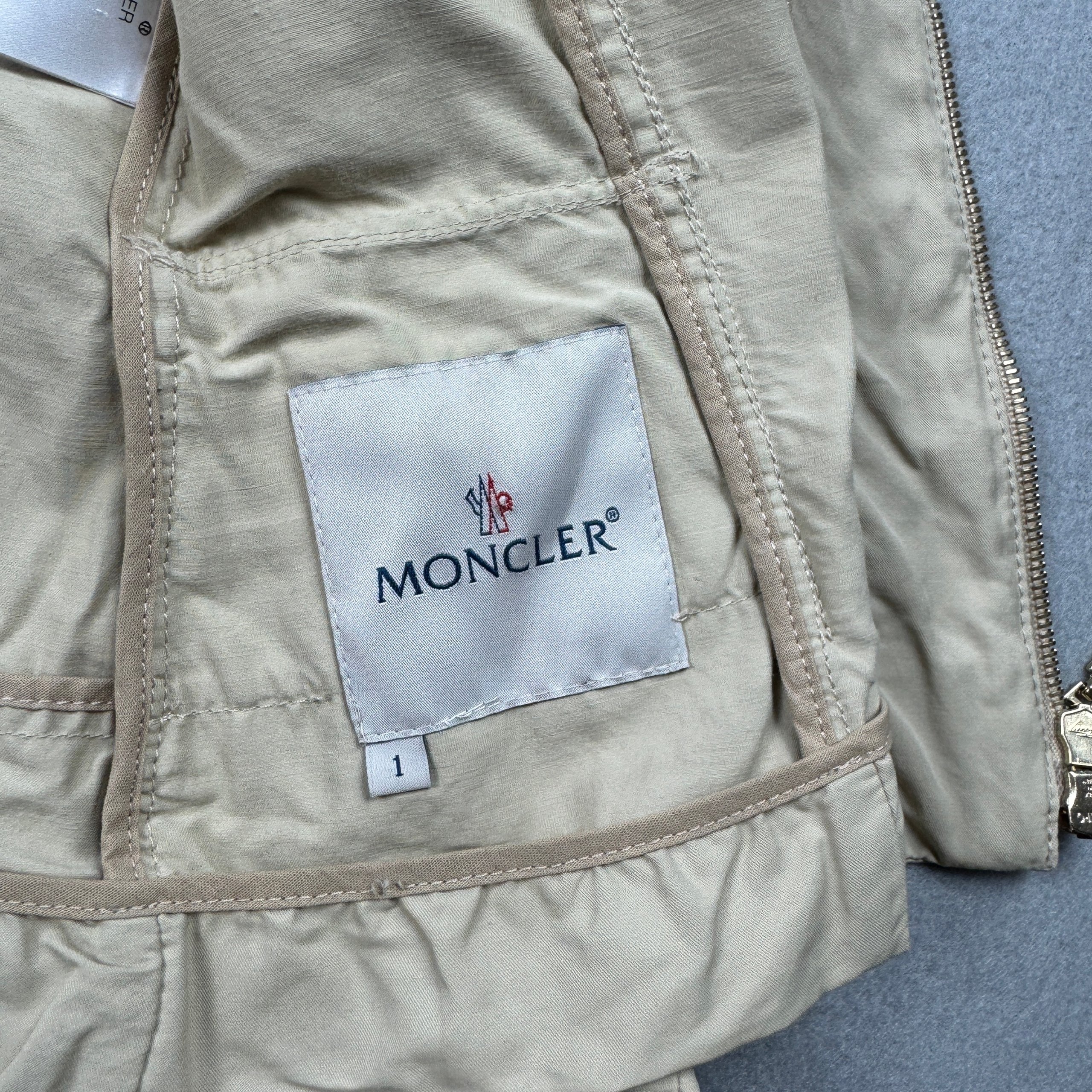 Women`s Moncler Z7E002 Beige Cotton Blend Lightweight Jacket Size 1 / S image 7
