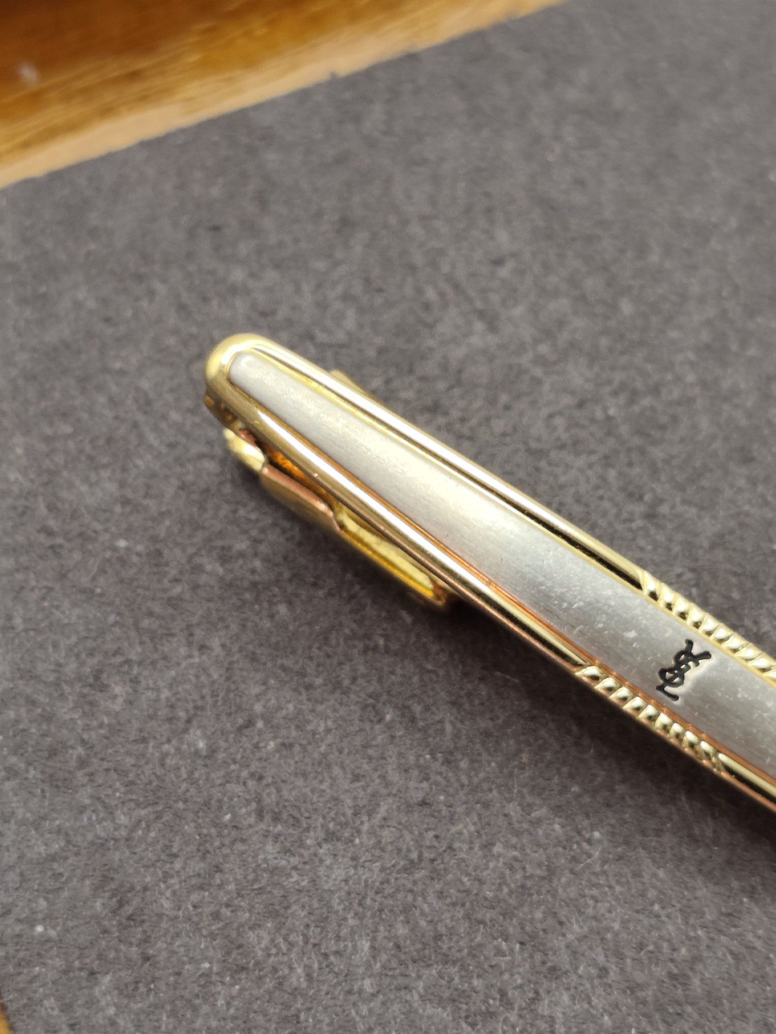 YSL Gold & Silver Tie Clip with Box image 6
