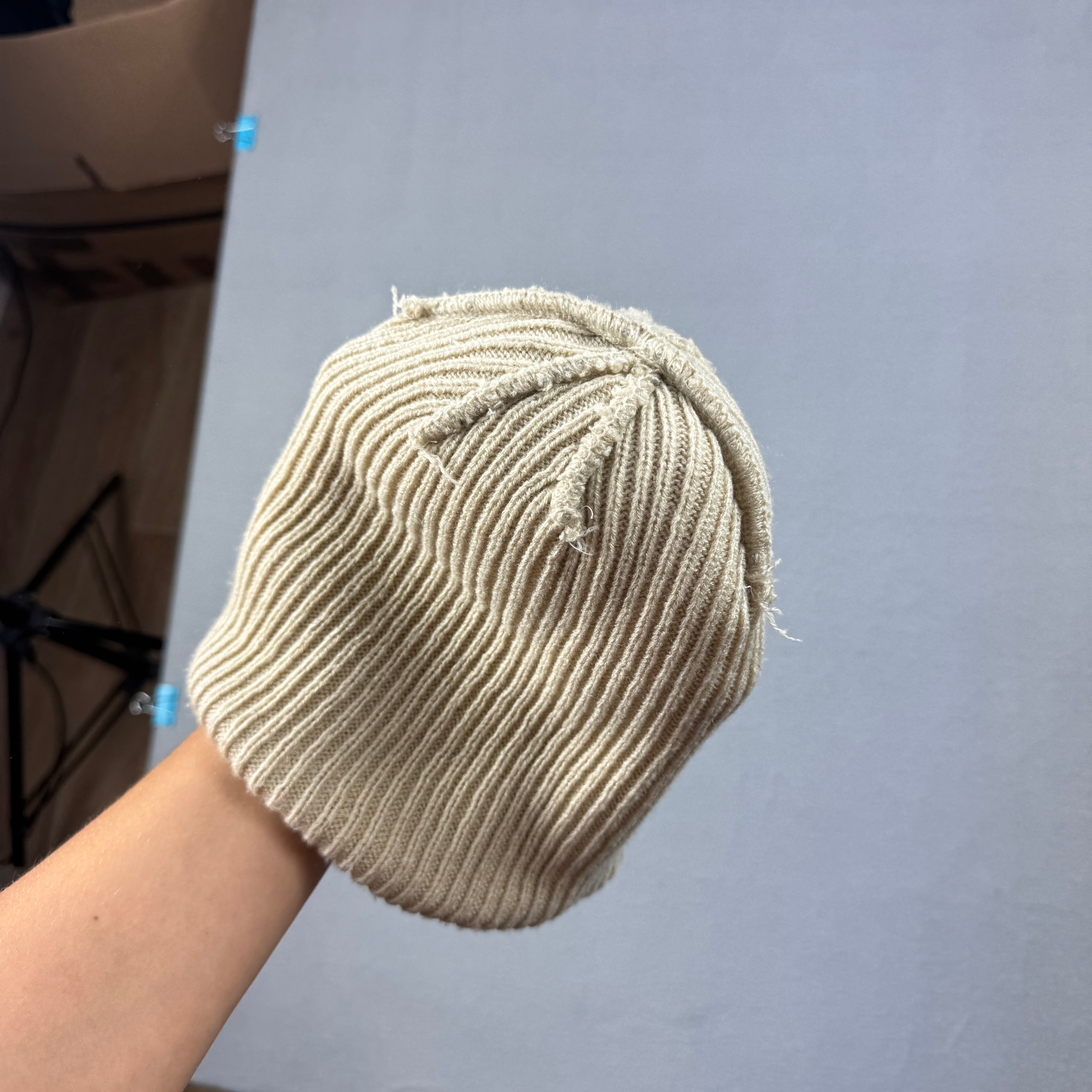 Prada Beige Ribbed Wool Beanie One Size image 6