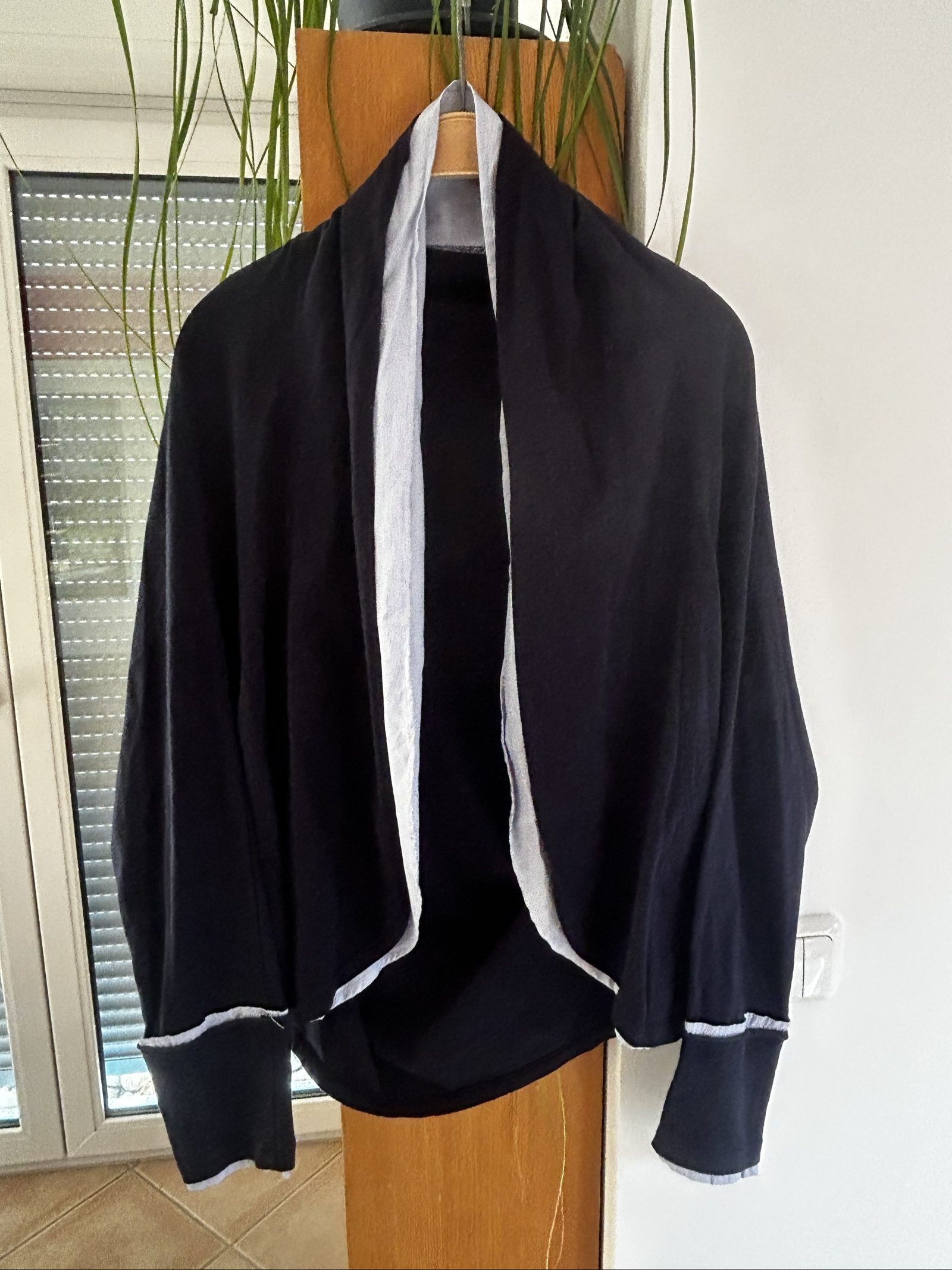 Y's Black & White Cotton Open Cardigan Size 2 Made in Japan