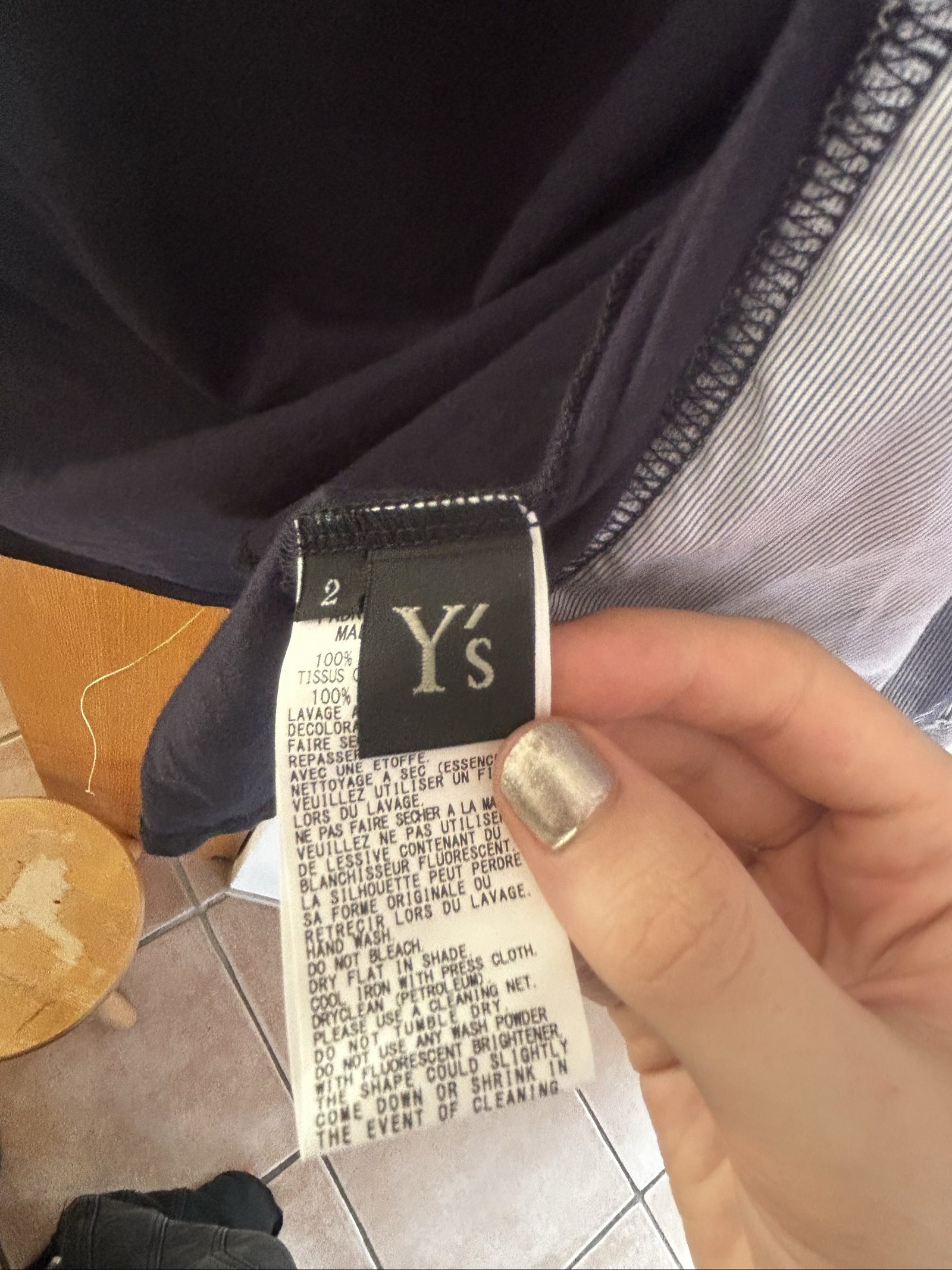 Y's Black & White Cotton Open Cardigan Size 2 Made in Japan image 4