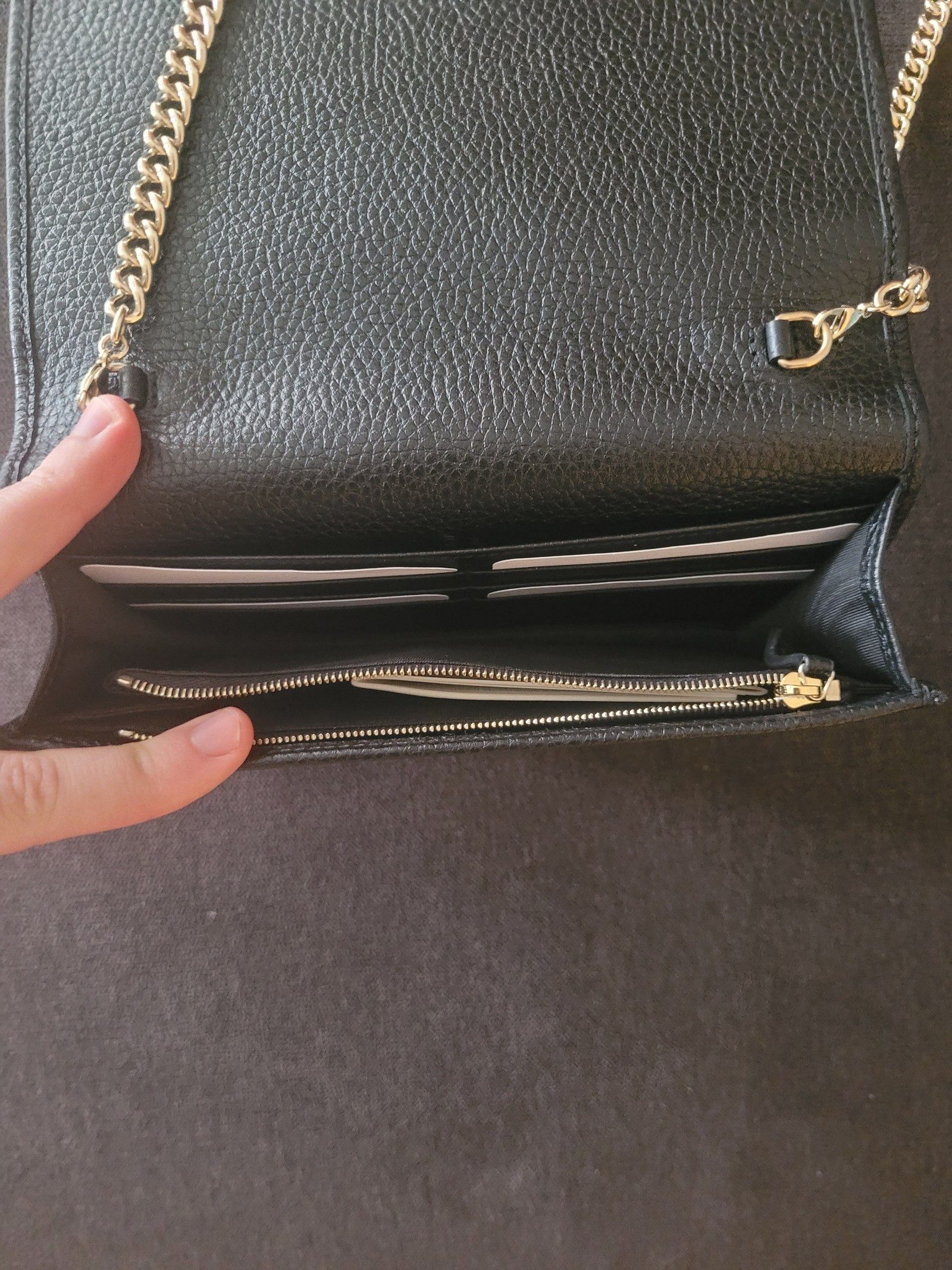 Gucci Black Leather Chain Wallet Bag image 8