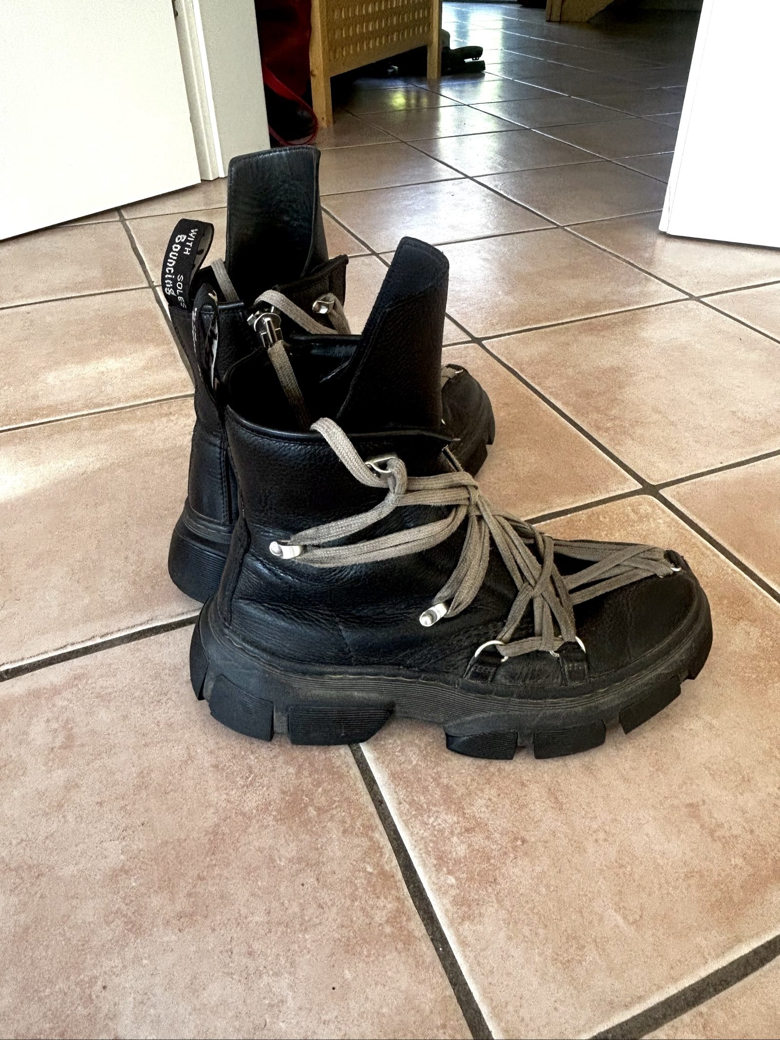 Dr. Martens x Rick Owens Black Leather Combat Boots UK 9 EU 43 image 2