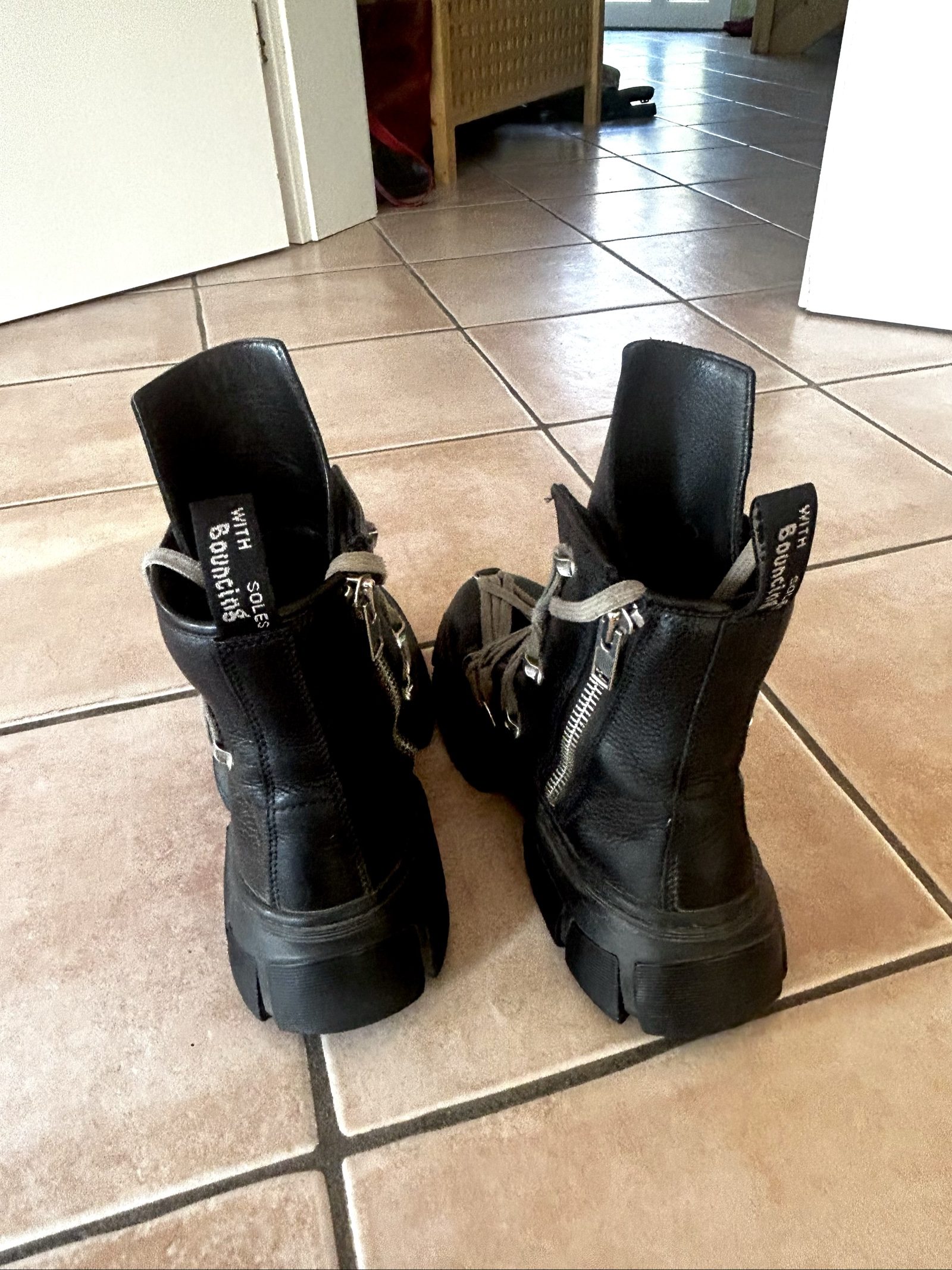 Dr. Martens x Rick Owens Black Leather Combat Boots UK 9 EU 43 image 3