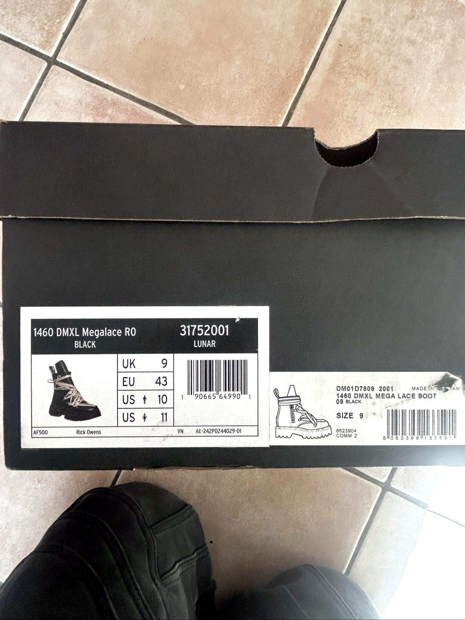 Dr. Martens x Rick Owens Black Leather Combat Boots UK 9 EU 43 image 7