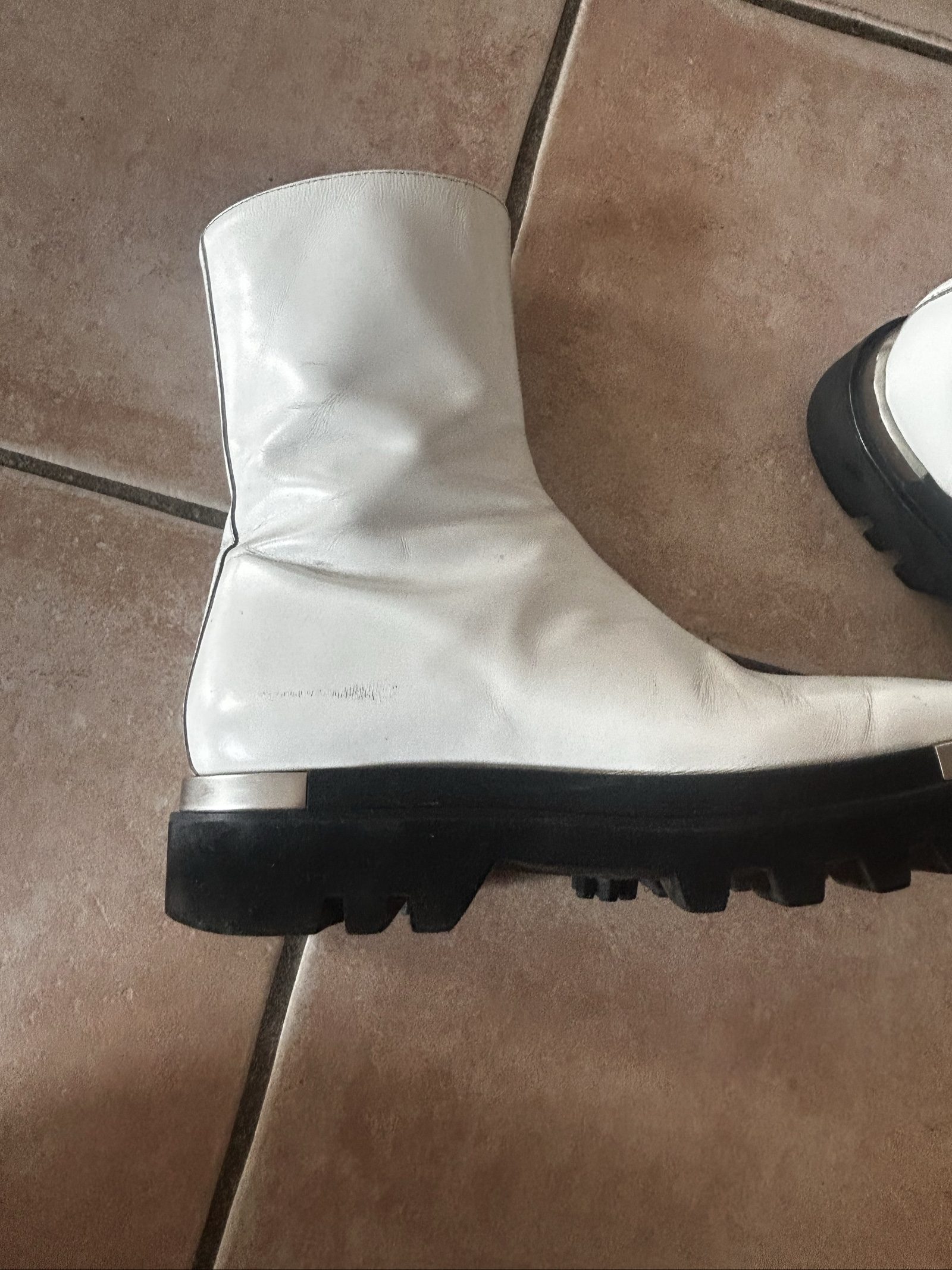 Peter Do White Leather Chunky Sole Ankle Boots EU 42 image 5