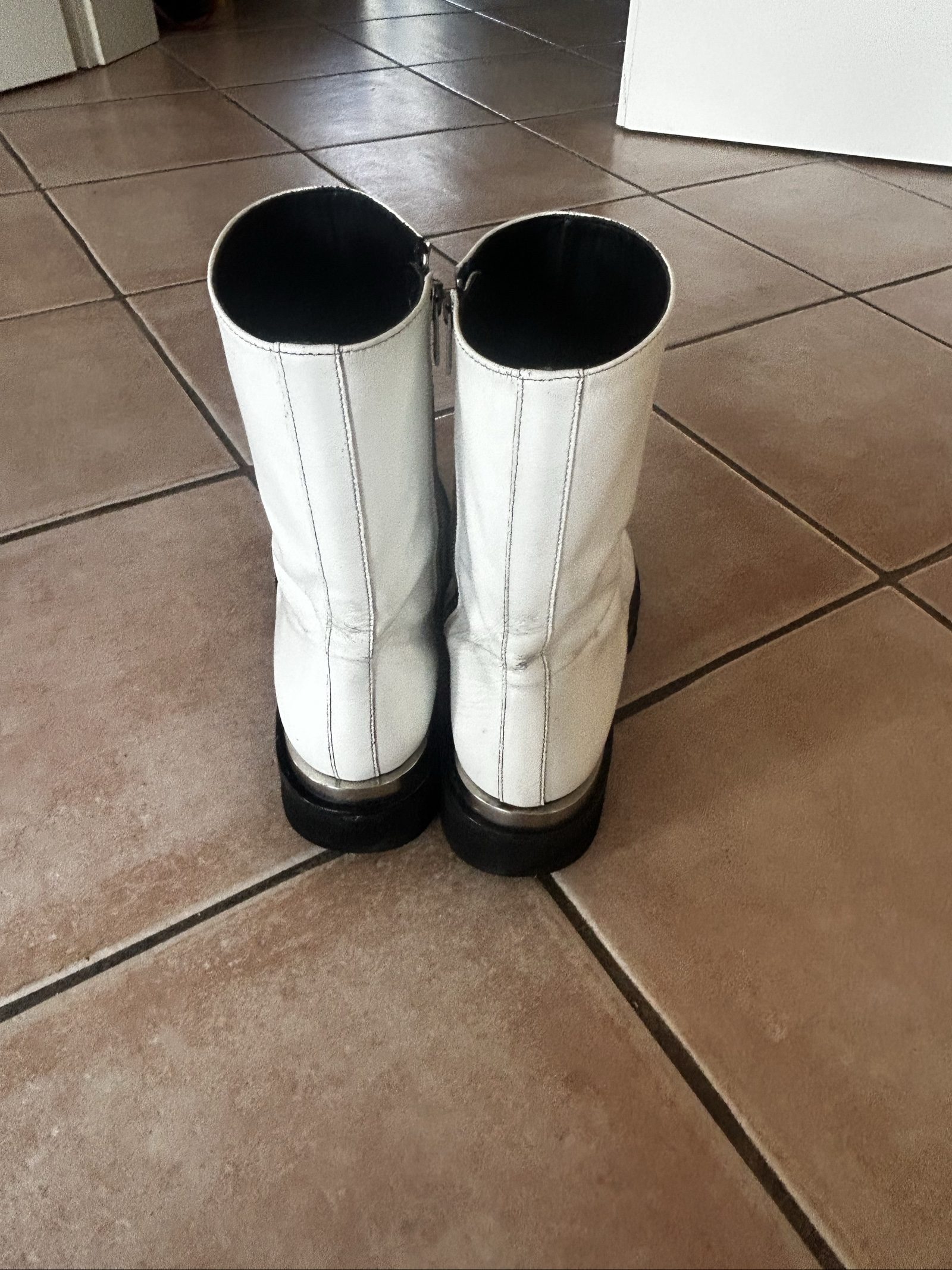 Peter Do White Leather Chunky Sole Ankle Boots EU 42 image 6
