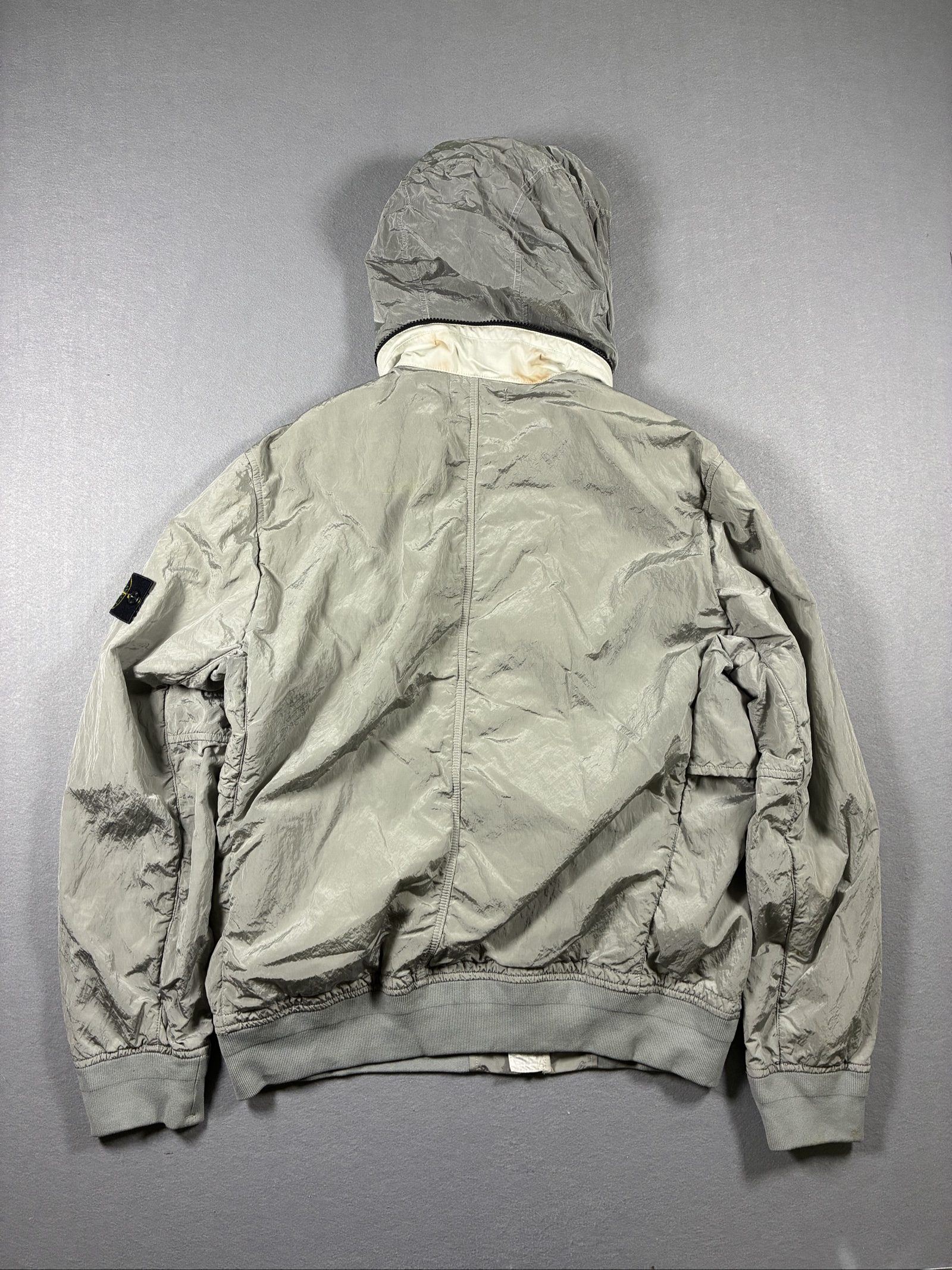Stone Island Grey Hooded Bomber Jacket Nylon Metal Tyvek Shield Zip Pockets image 10