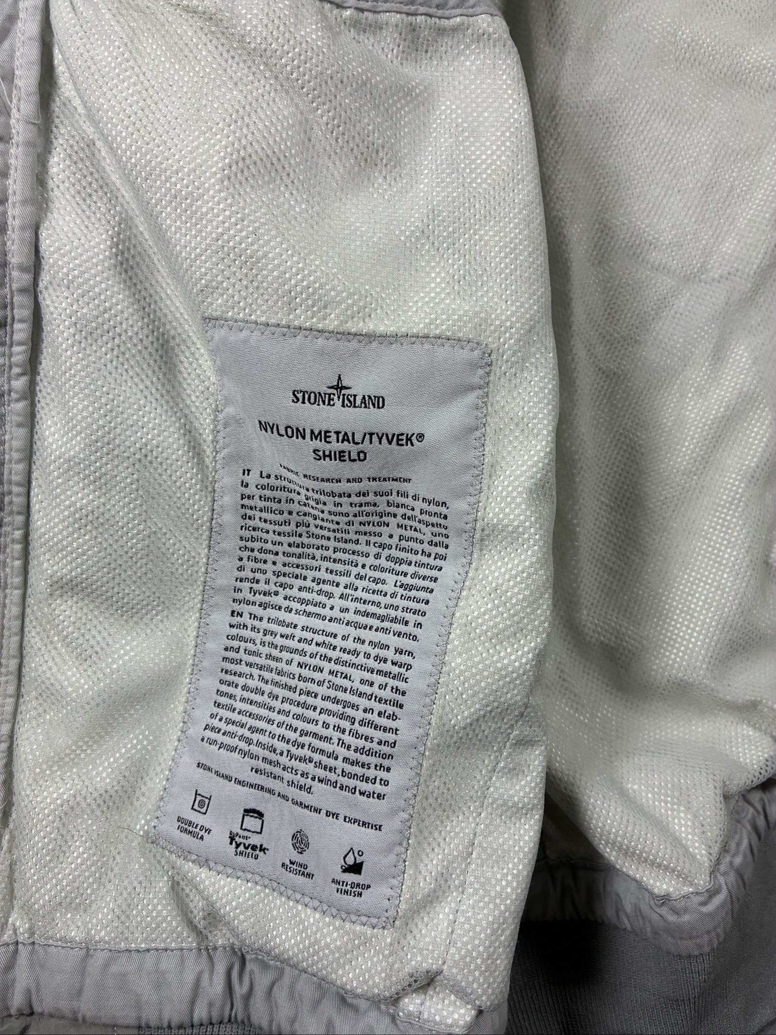 Stone Island Grey Hooded Bomber Jacket Nylon Metal Tyvek Shield Zip Pockets image 6