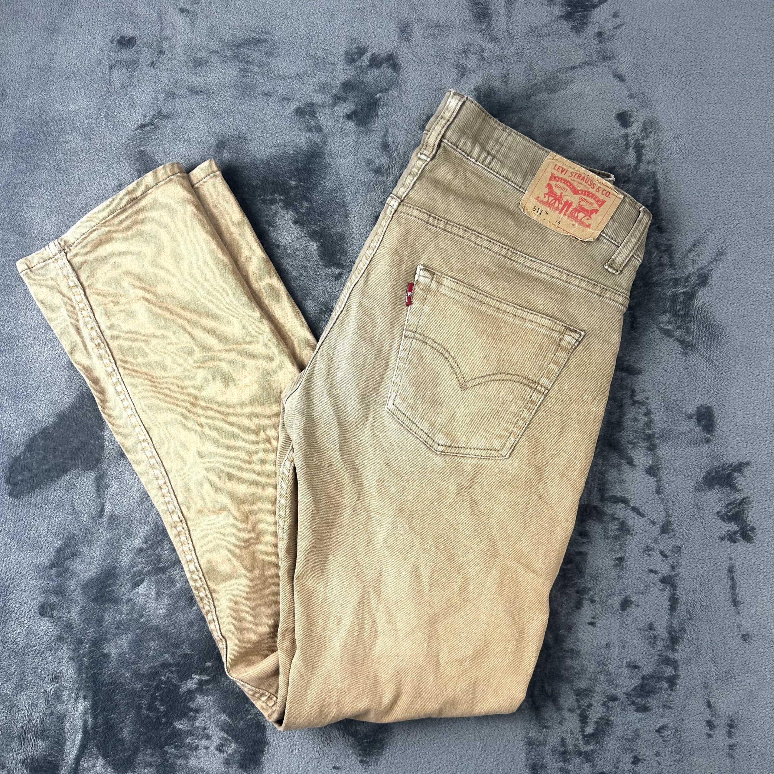 Levi's 511 Slim Fit Jeans Khaki Tan Chino Denim Size 16 Boys Teen