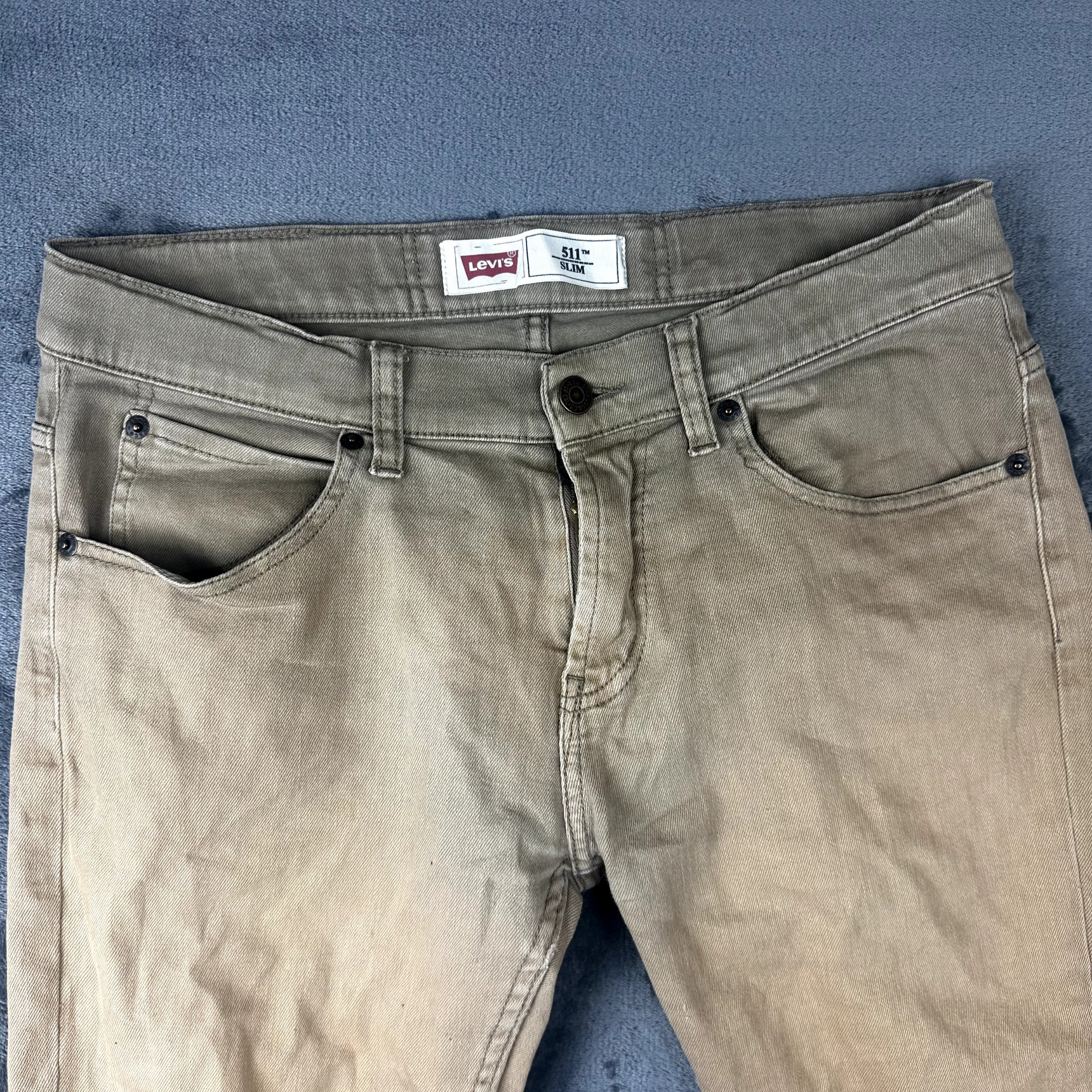Levi's 511 Slim Fit Jeans Khaki Tan Chino Denim Size 16 Boys Teen image 3