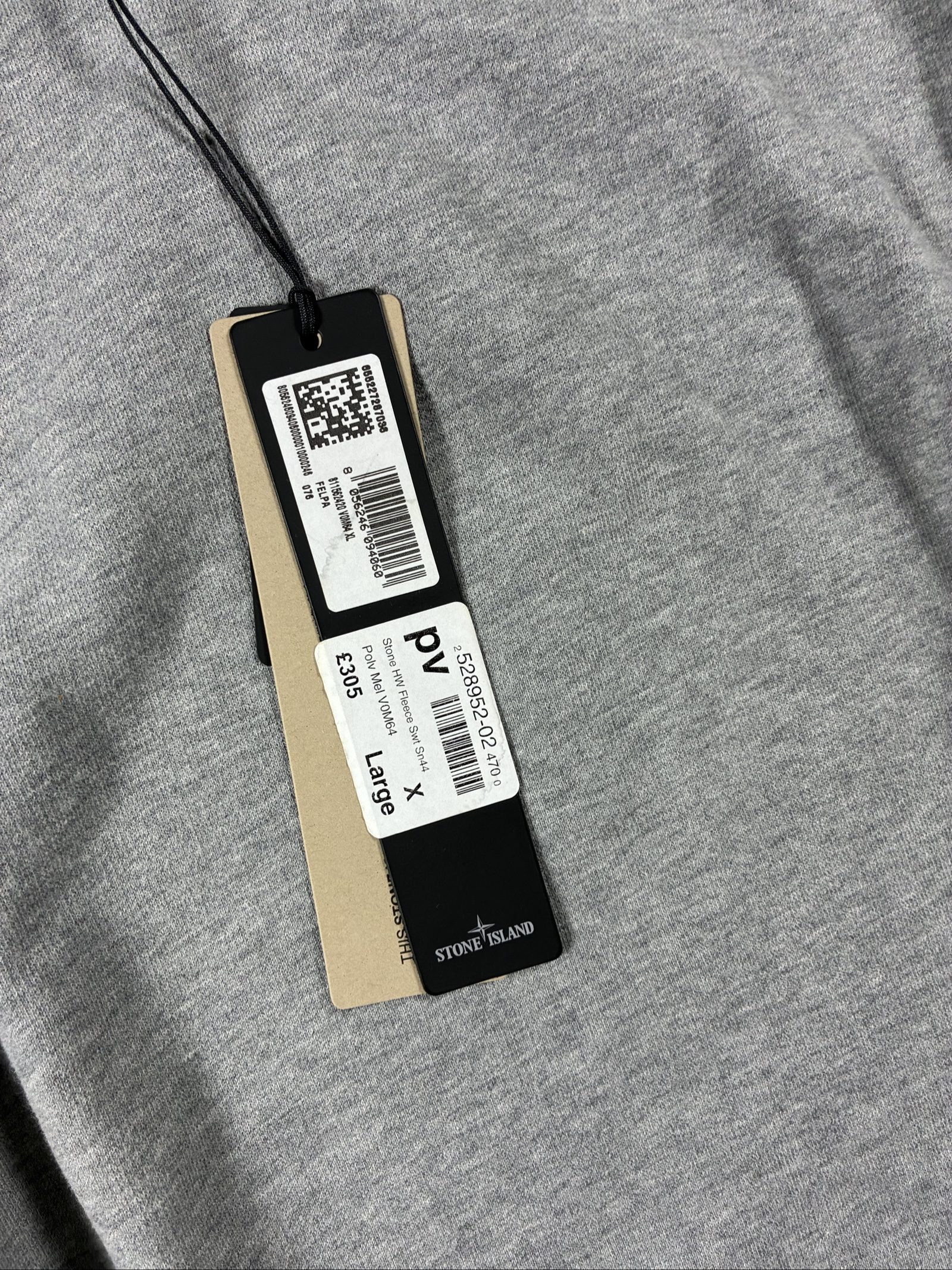 Stone Island Grey Crewneck Sweatshirt Large Cotton Blend Brand New With Tags image 3