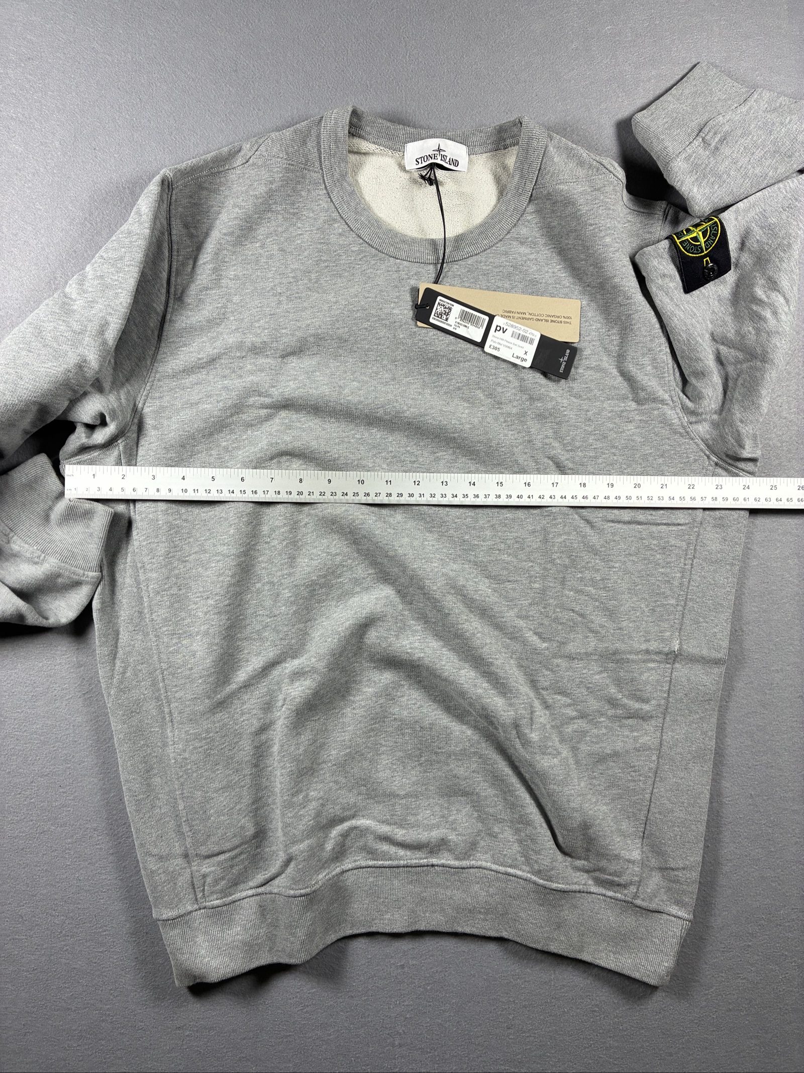 Stone Island Grey Crewneck Sweatshirt Large Cotton Blend Brand New With Tags image 8