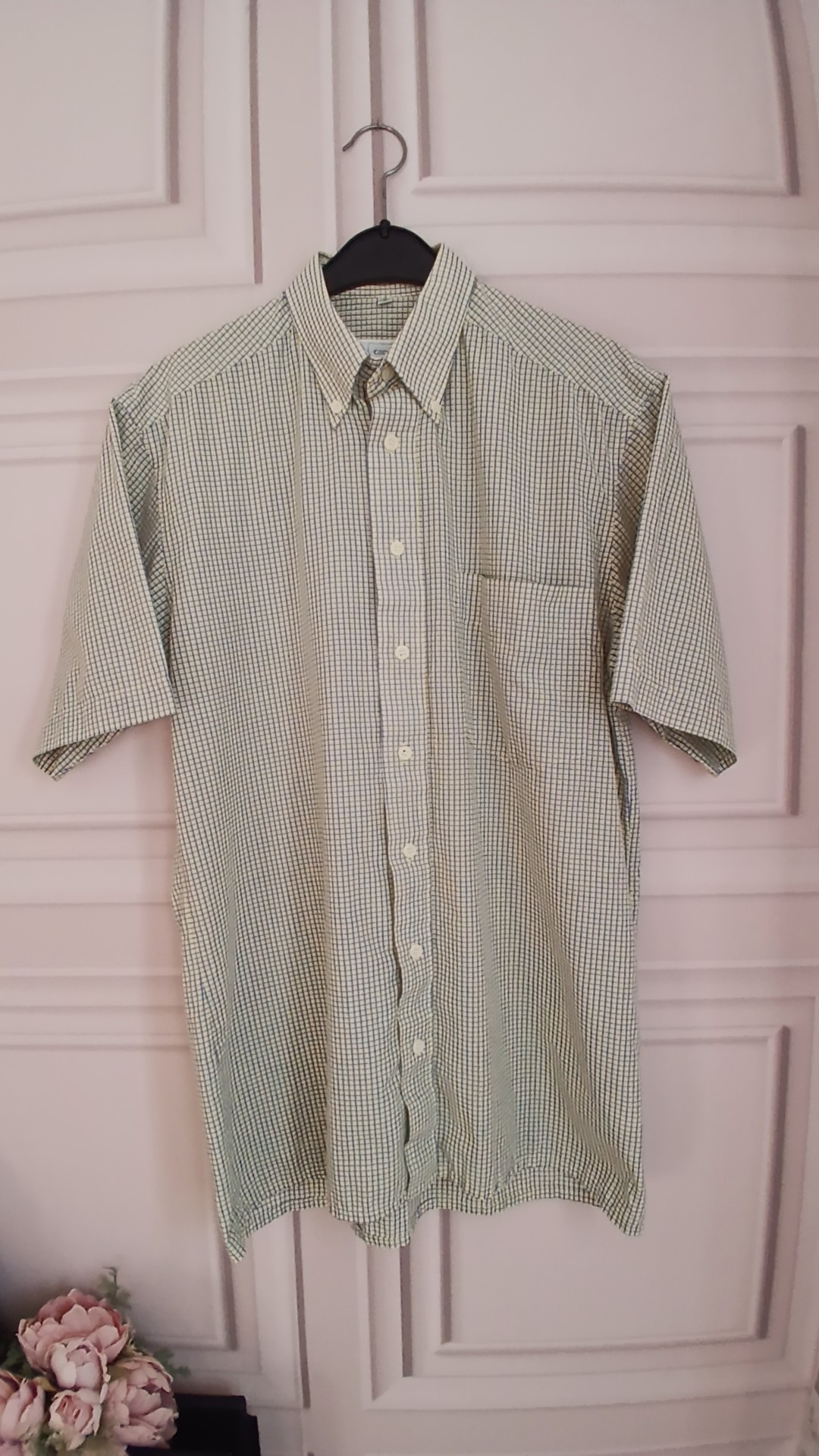 Canda Yellow & Blue Checked Cotton Short Sleeve Shirt 38/15