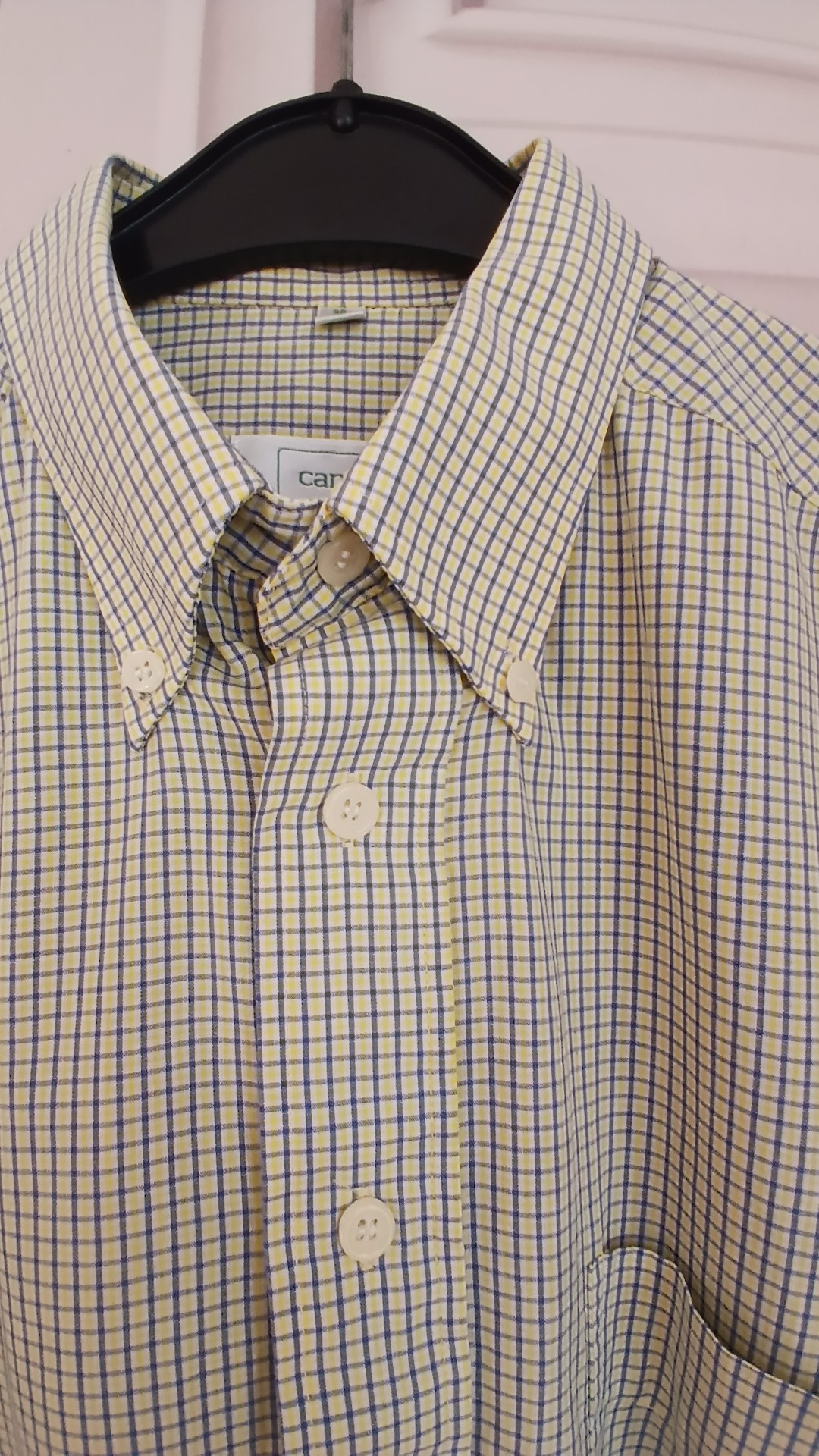 Canda Yellow & Blue Checked Cotton Short Sleeve Shirt 38/15 image 2