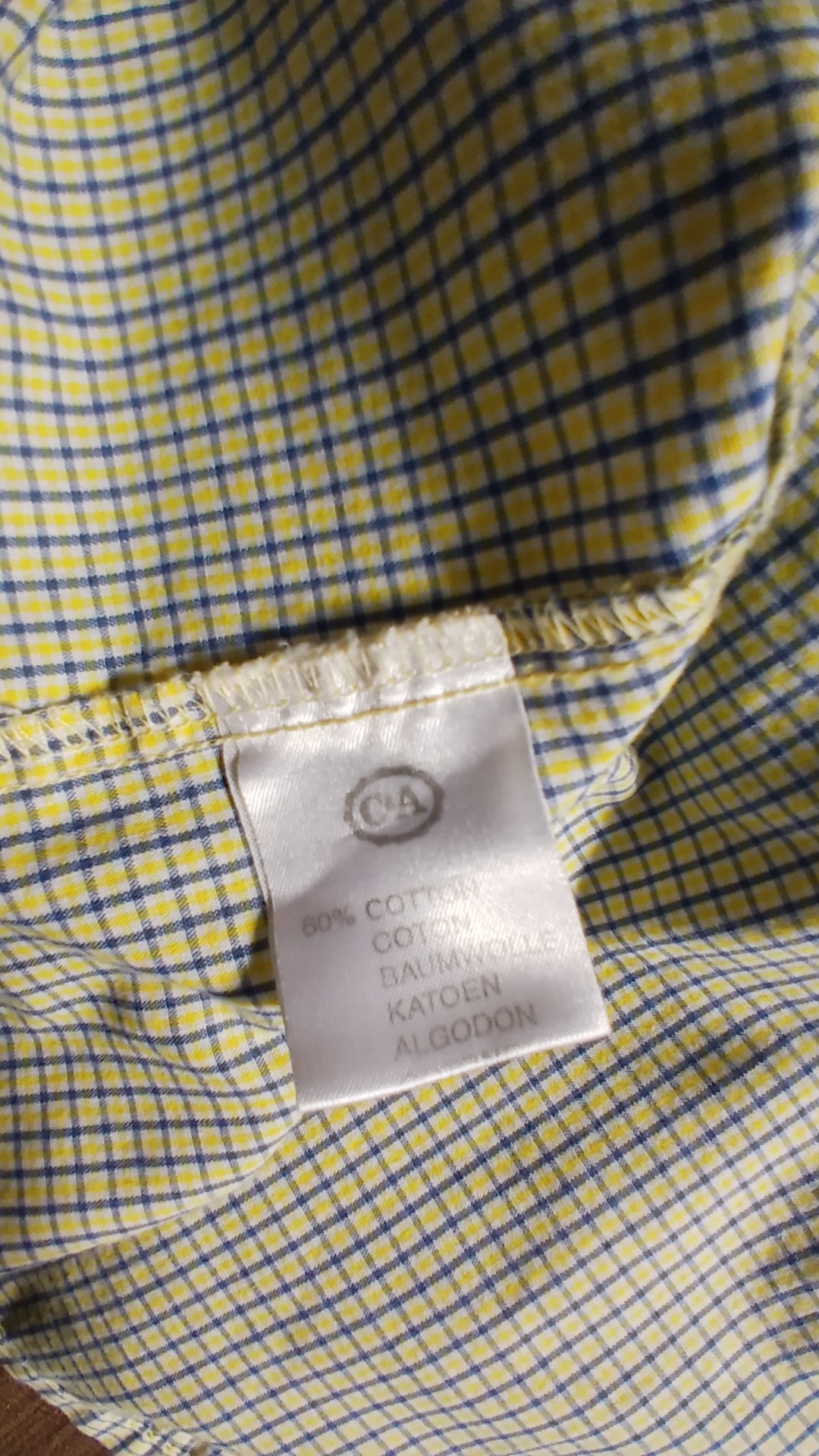 Canda Yellow & Blue Checked Cotton Short Sleeve Shirt 38/15 image 5