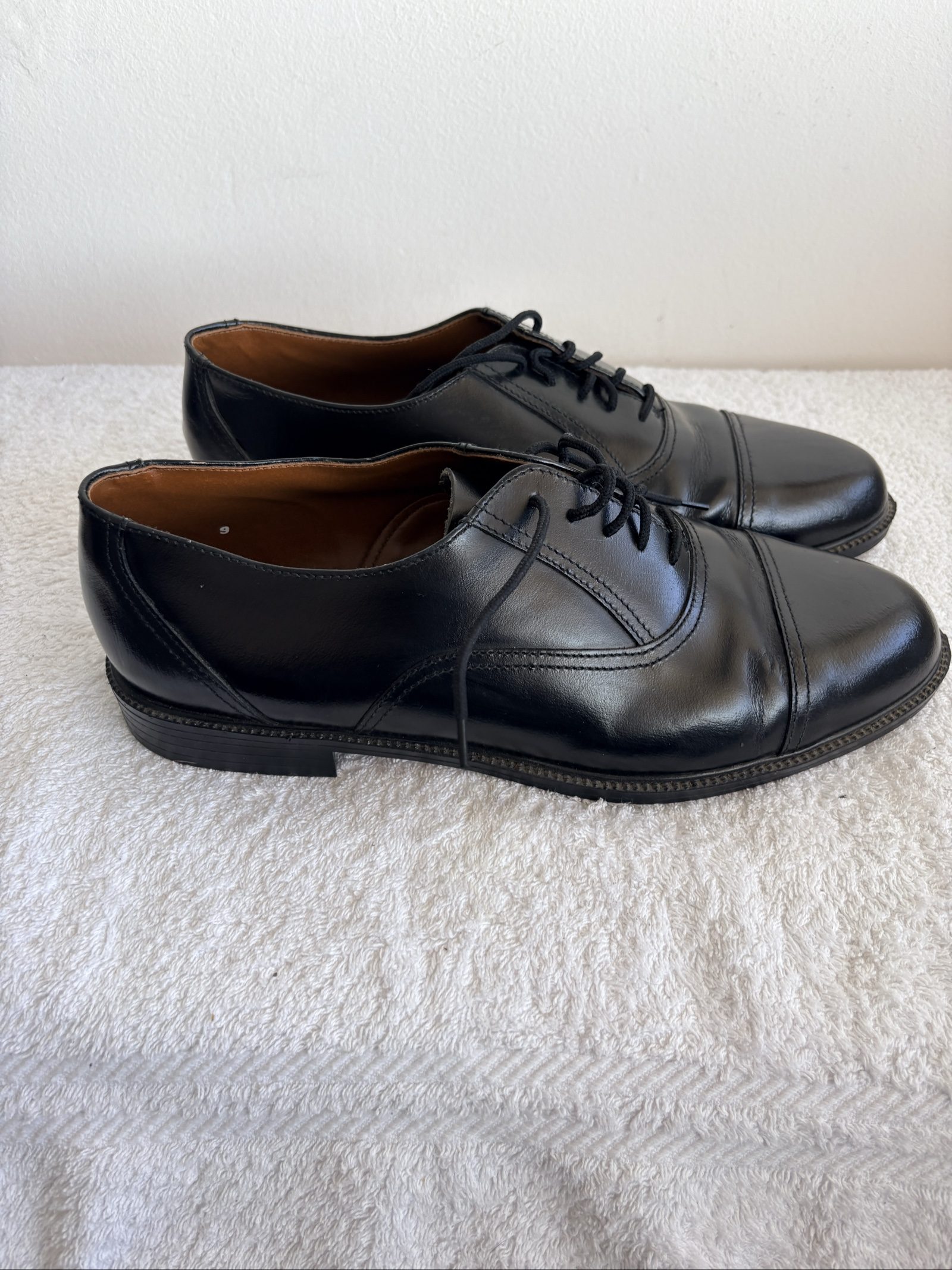 Black Men's Leather Oxford Shoes UK 9 Leather Upper image 2