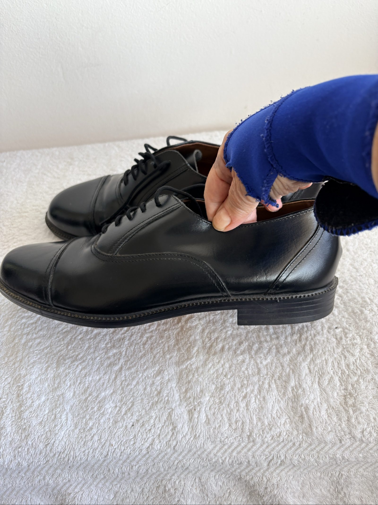 Black Men's Leather Oxford Shoes UK 9 Leather Upper image 4