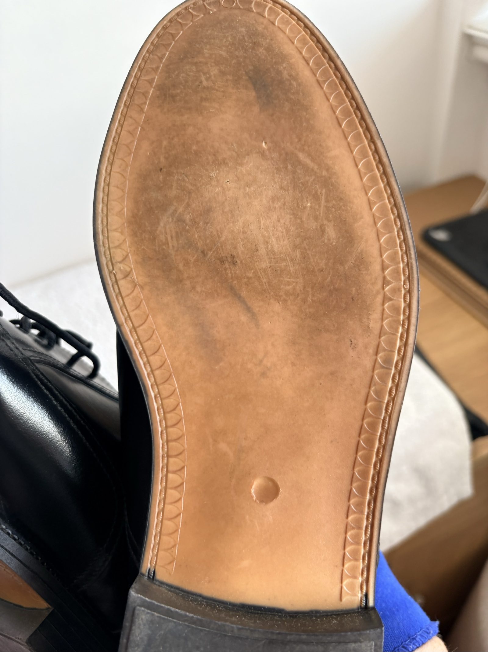 Black Men's Leather Oxford Shoes UK 9 Leather Upper image 6