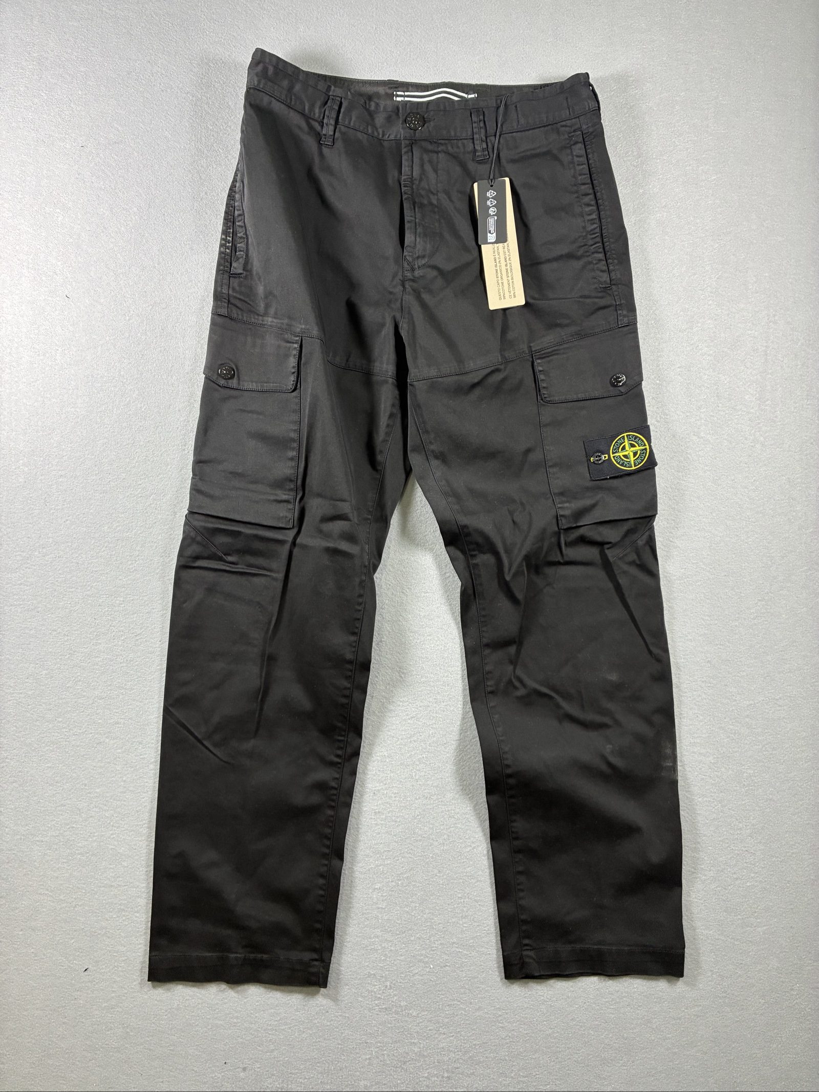 Stone Island Black Cargo Trousers W 30 type RE Brand New With Tags