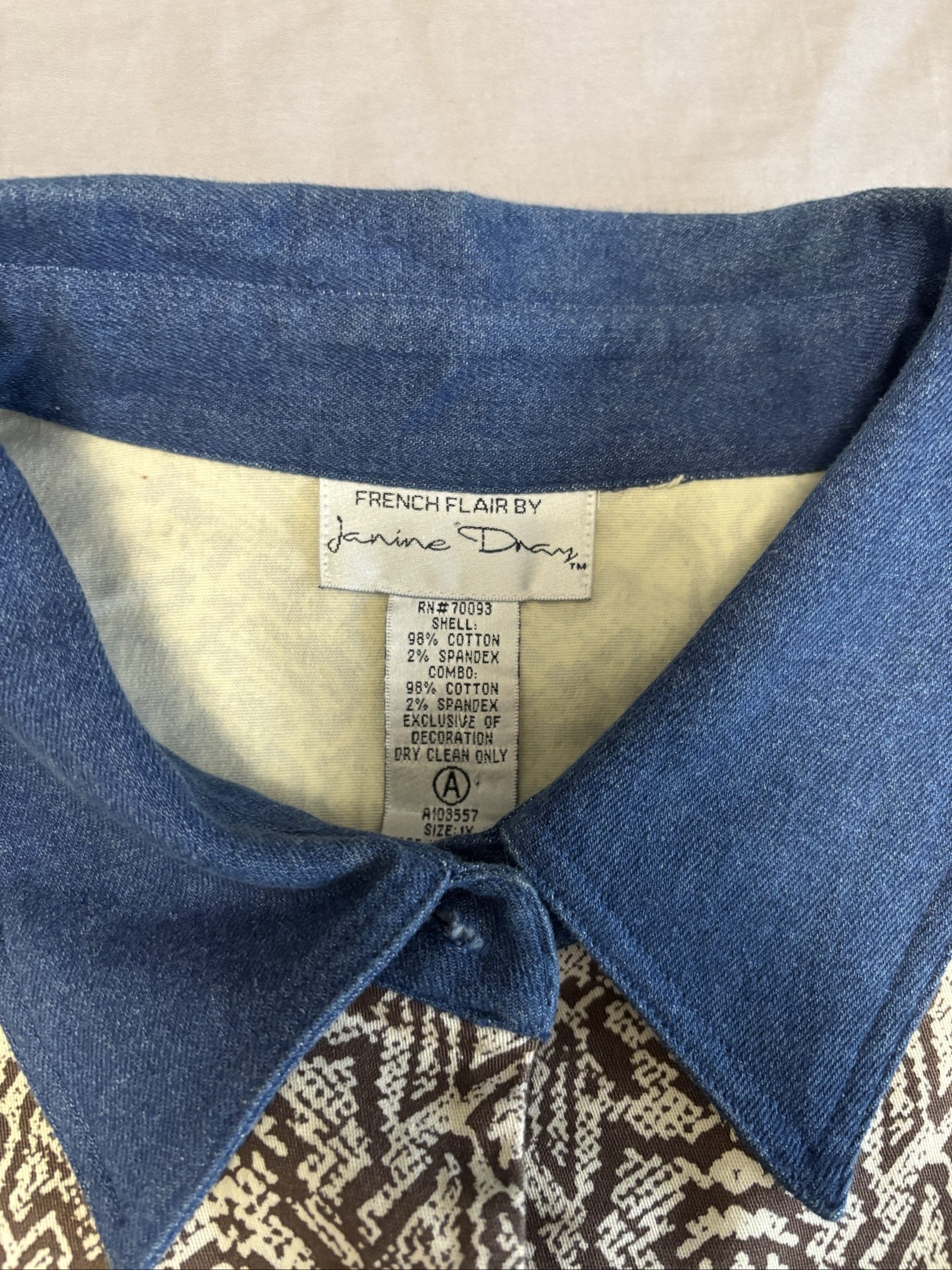 Patchwork Brown & Blue Embroidered Denim Jacket Size IX image 5