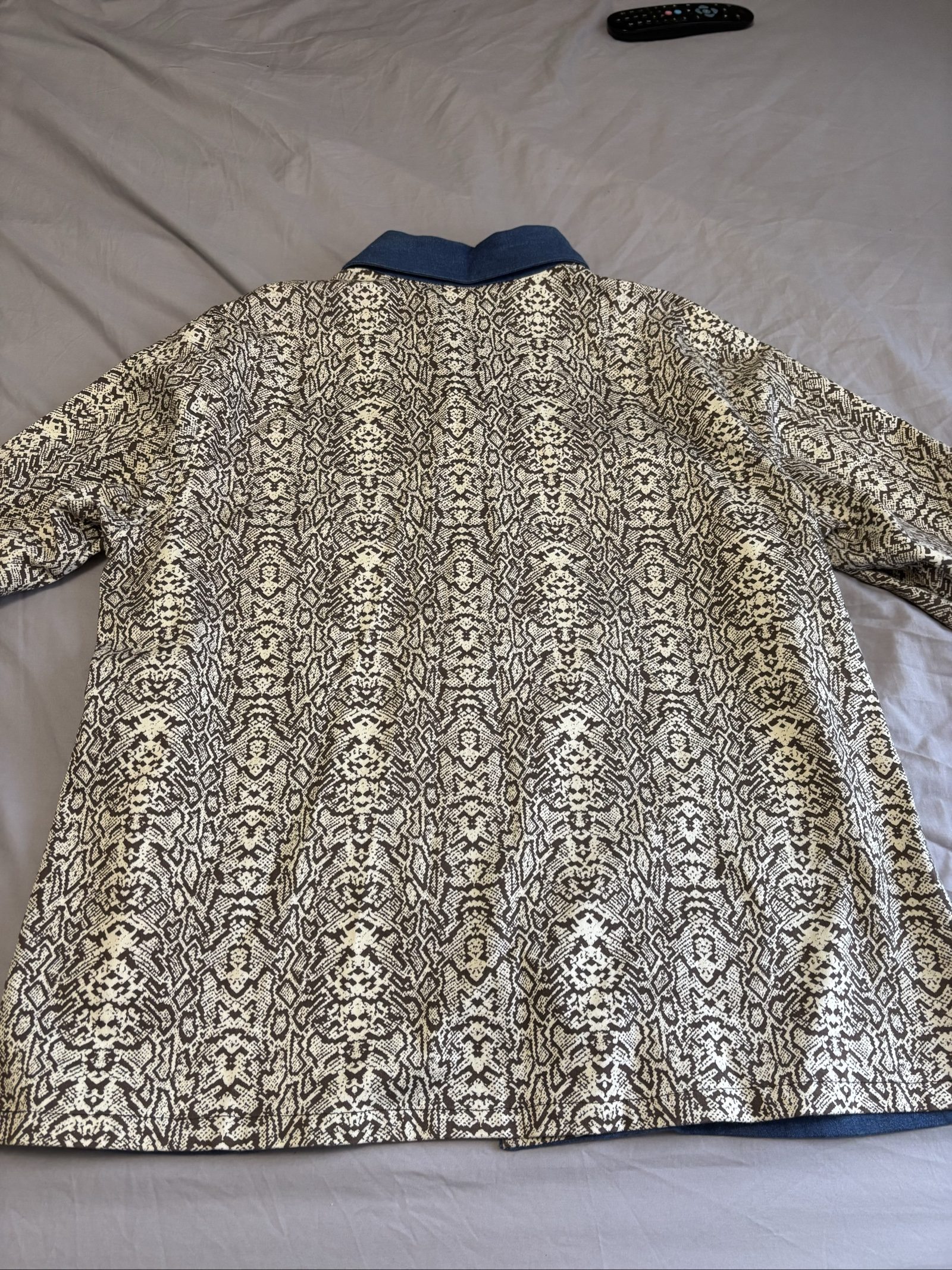 Patchwork Brown & Blue Embroidered Denim Jacket Size IX image 6