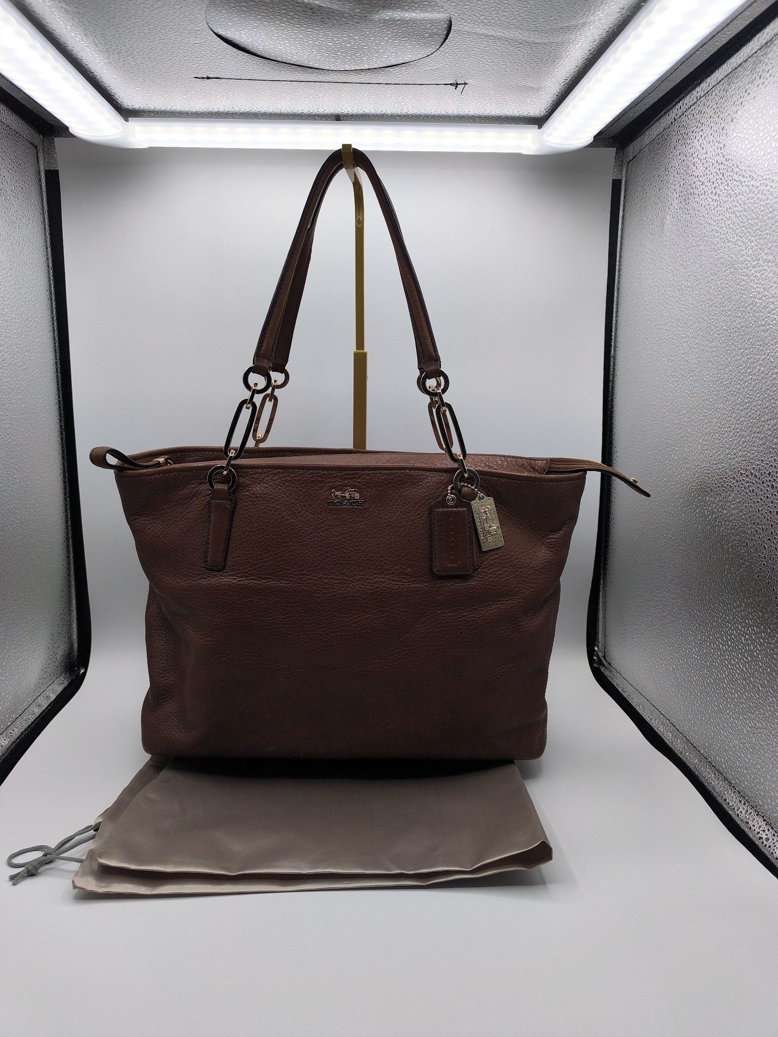 Coach Brown Pebbled Leather Tote Handbag