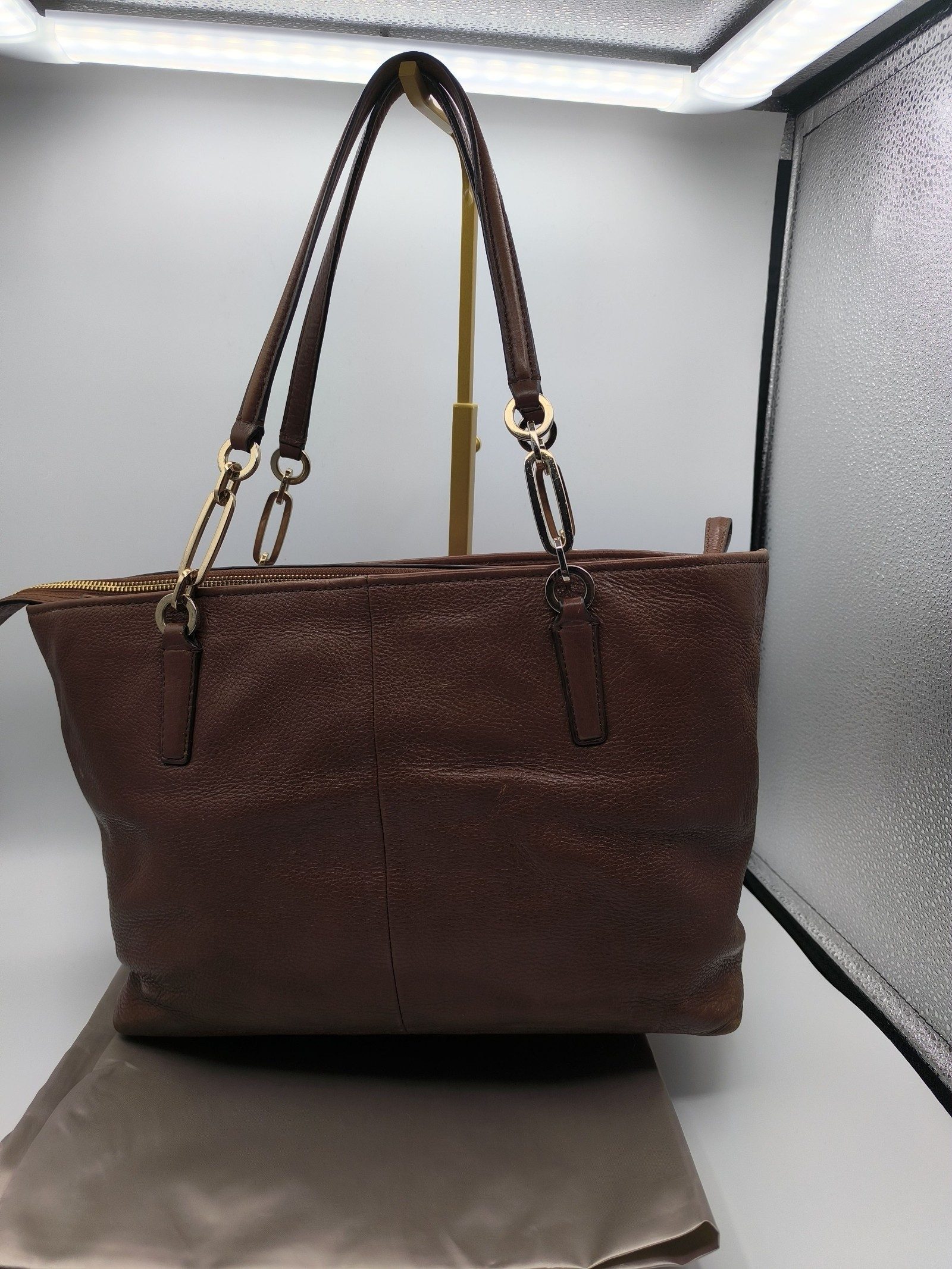 Coach Brown Pebbled Leather Tote Handbag image 6
