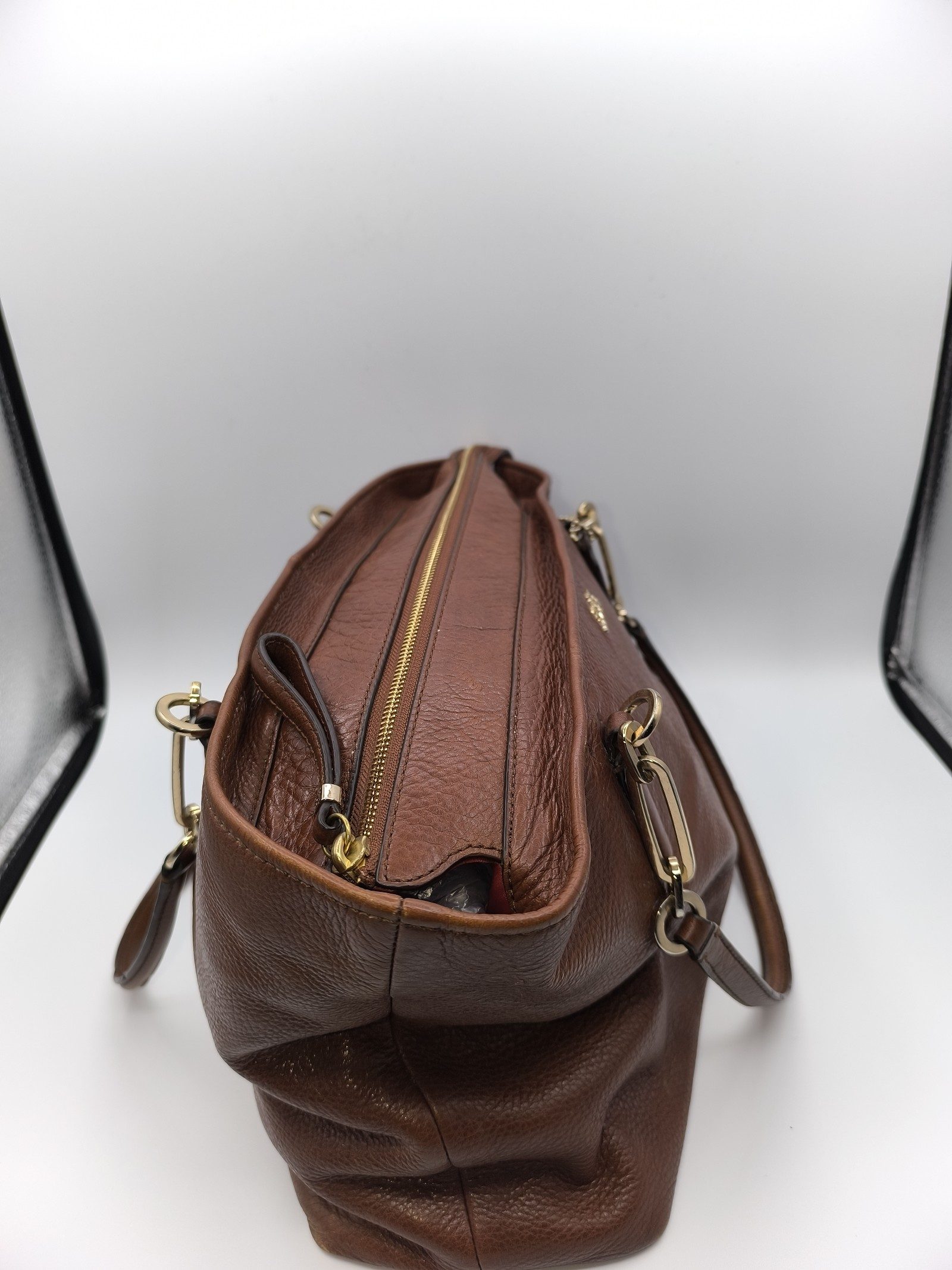 Coach Brown Pebbled Leather Tote Handbag image 7