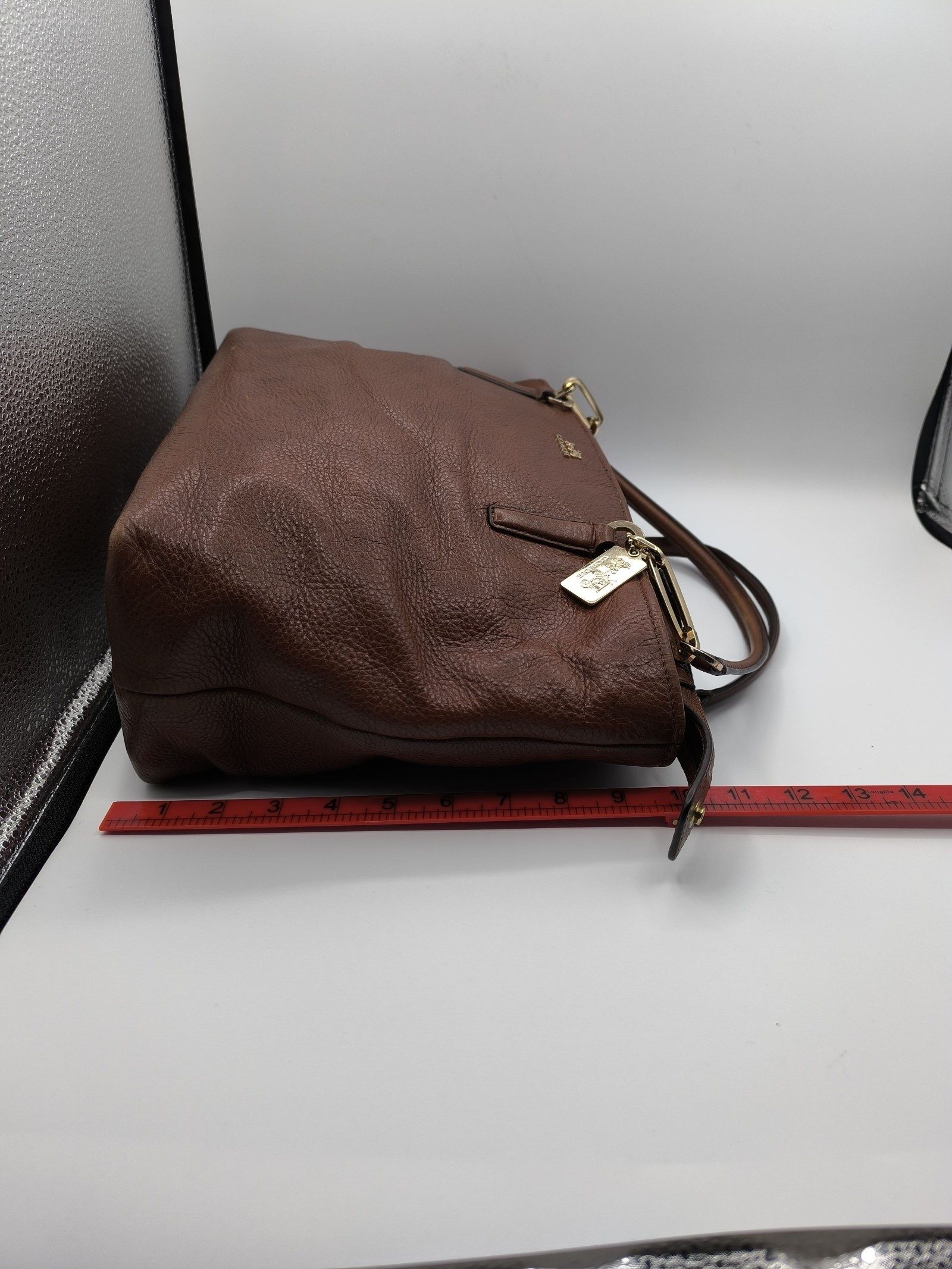Coach Brown Pebbled Leather Tote Handbag image 9