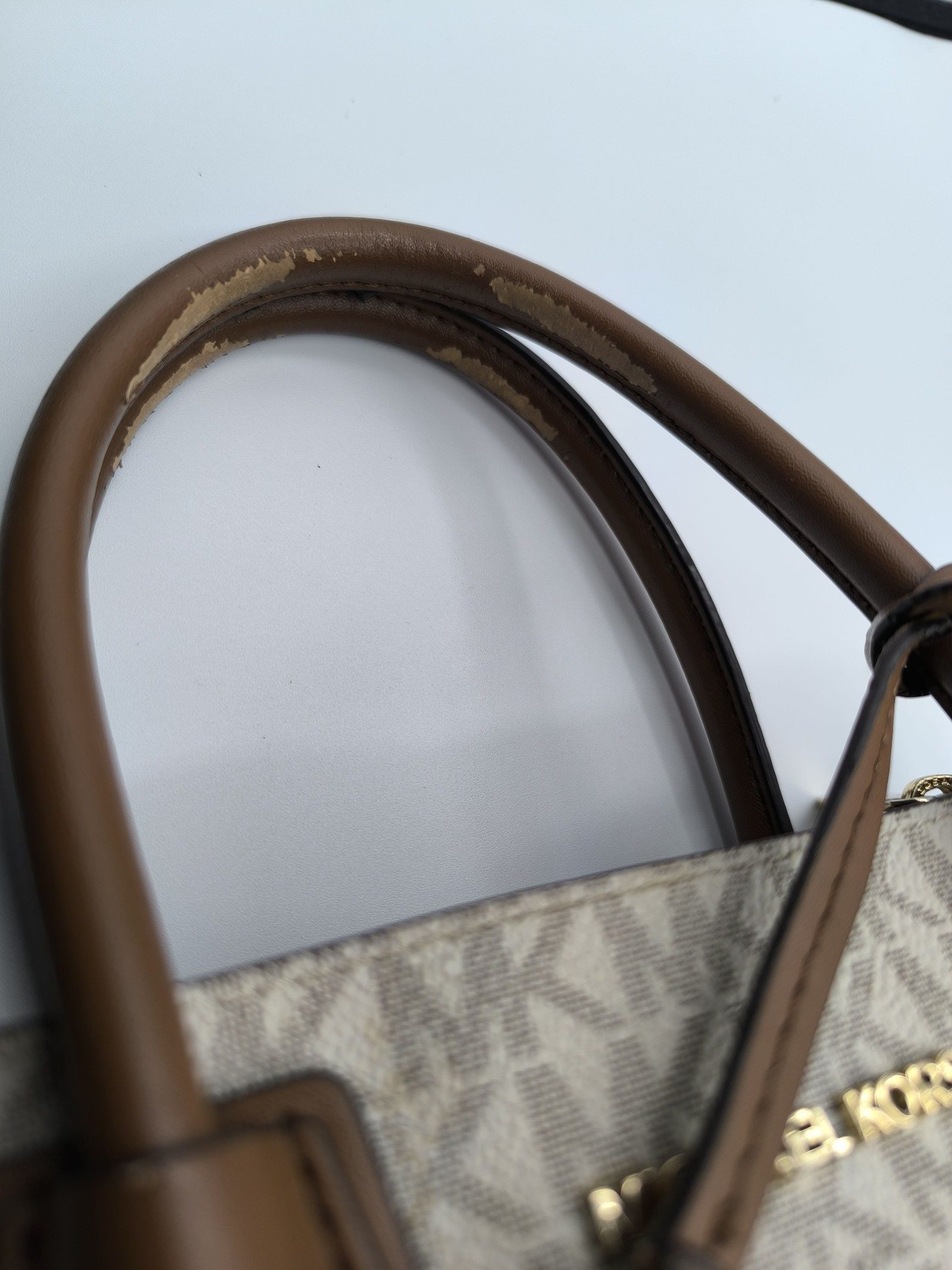 Michael Kors Beige & Brown Logo Print Handbag Medium image 9