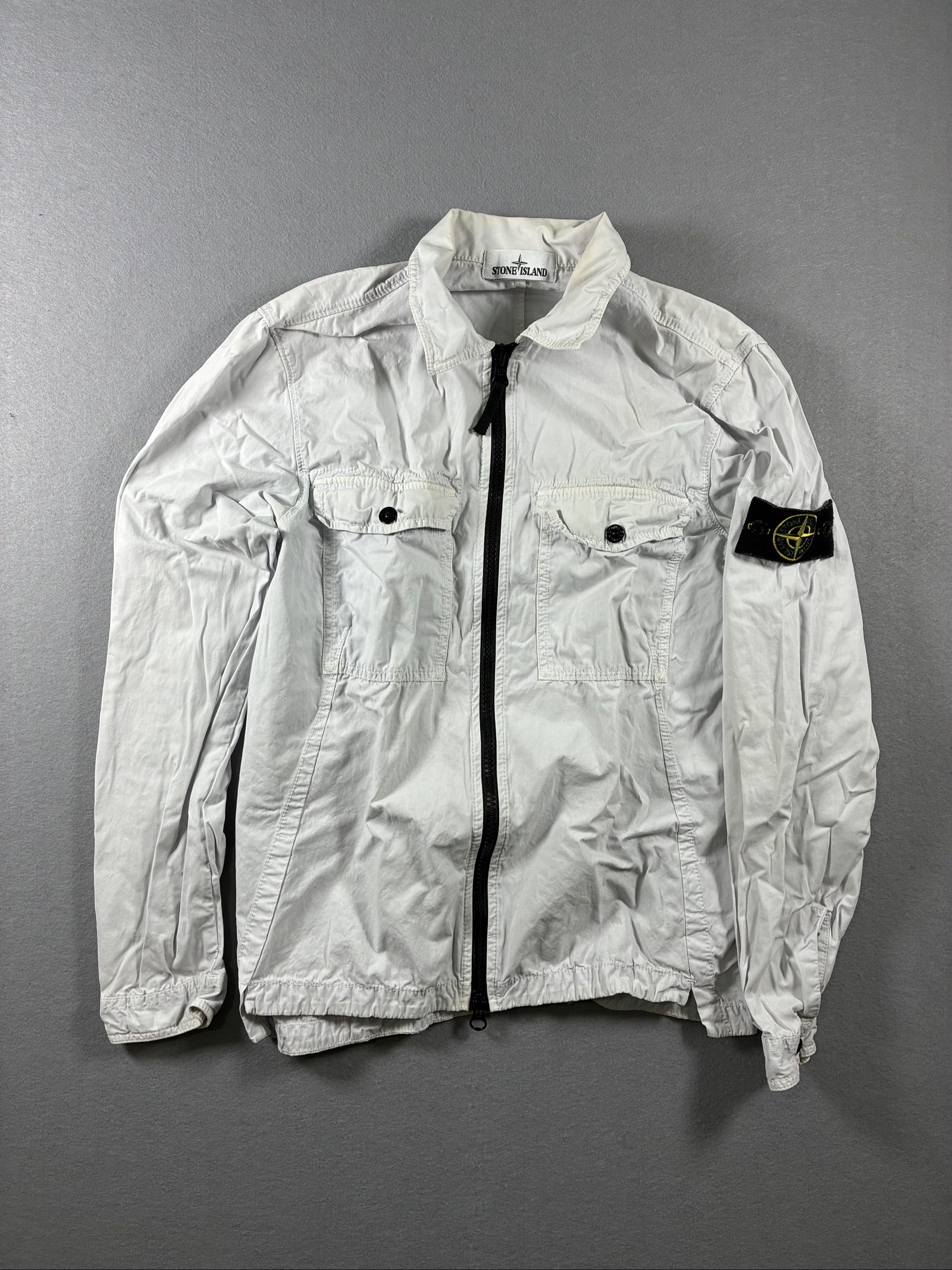 Stone Island White Cotton Zip Jacket Small