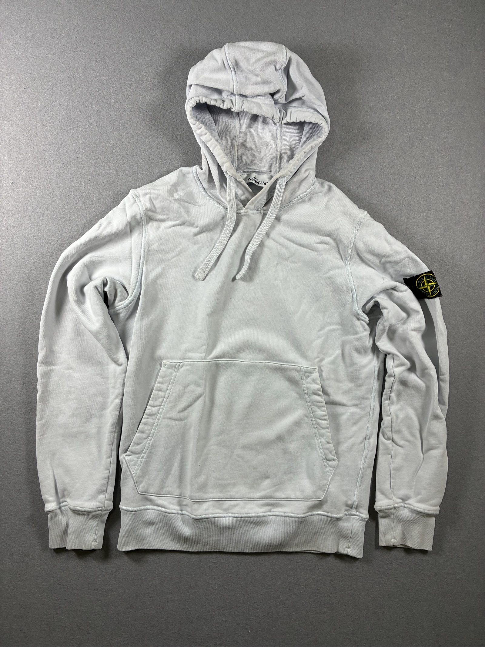 Stone Island White Hoodie Small Drawstring Pocket