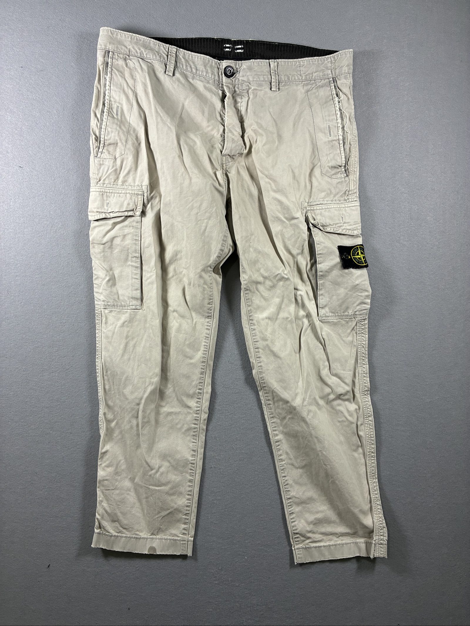 Stone Island Men Beige Cargo Trousers W38 Relaxed Fit