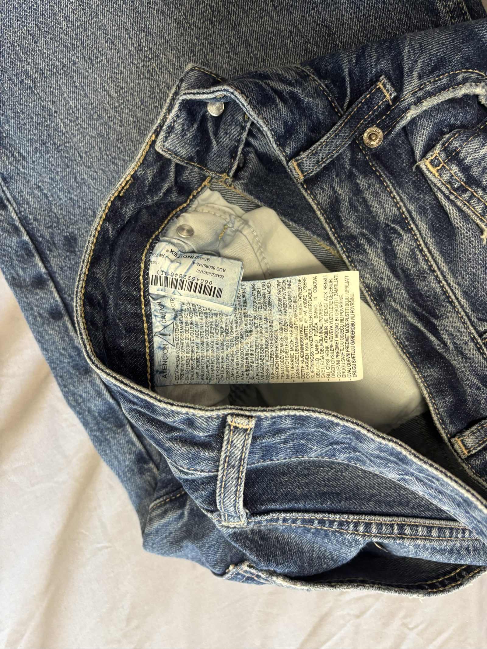 Zara Blue Denim Uk 12 Wide Leg Jeans 32 image 4
